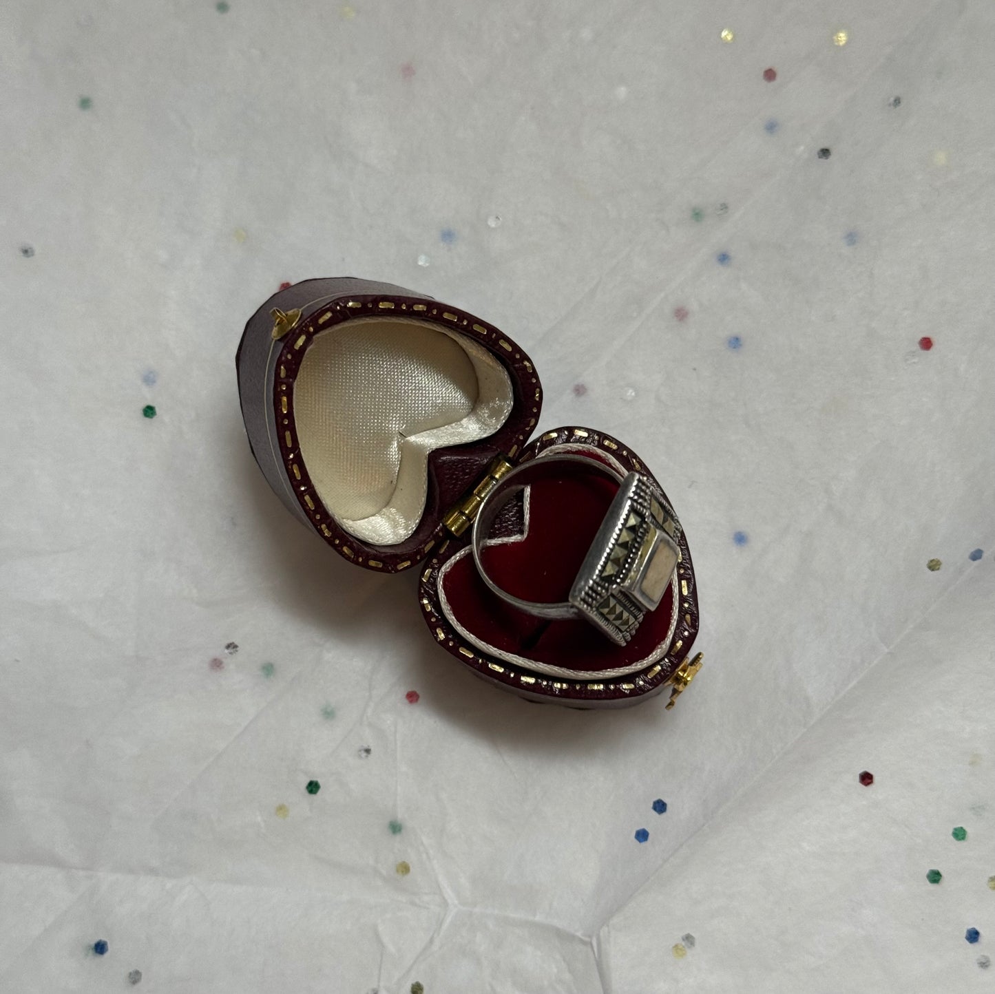 Vintage Sterling Silver Mercasite & Quartz Ring