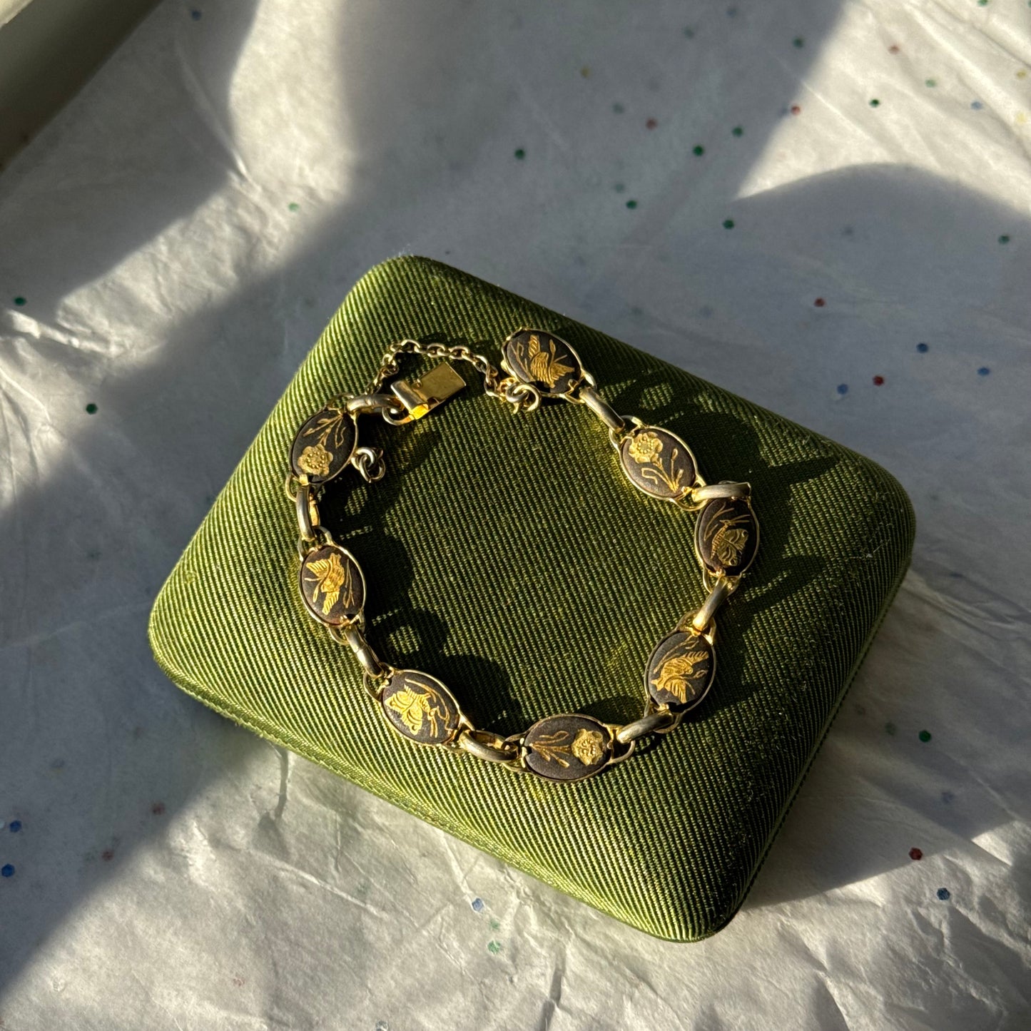 Vintage Damascene Gold & Black Bracelet