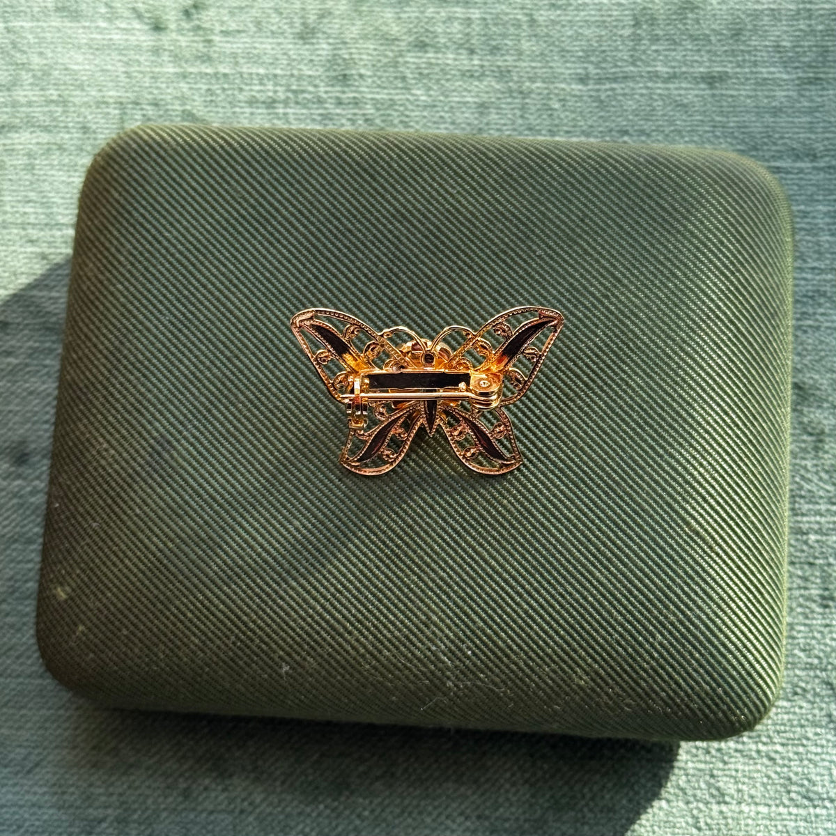 Vintage Gold & Tiger's Eye Butterfly Brooch