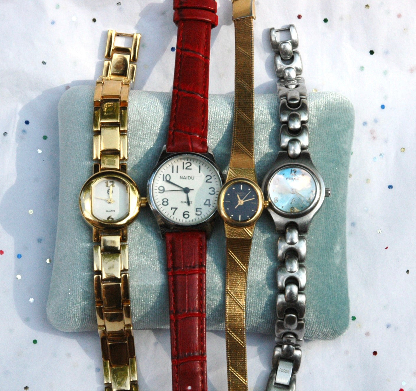Vintage Silver Watch with Red Vegan Leather Band