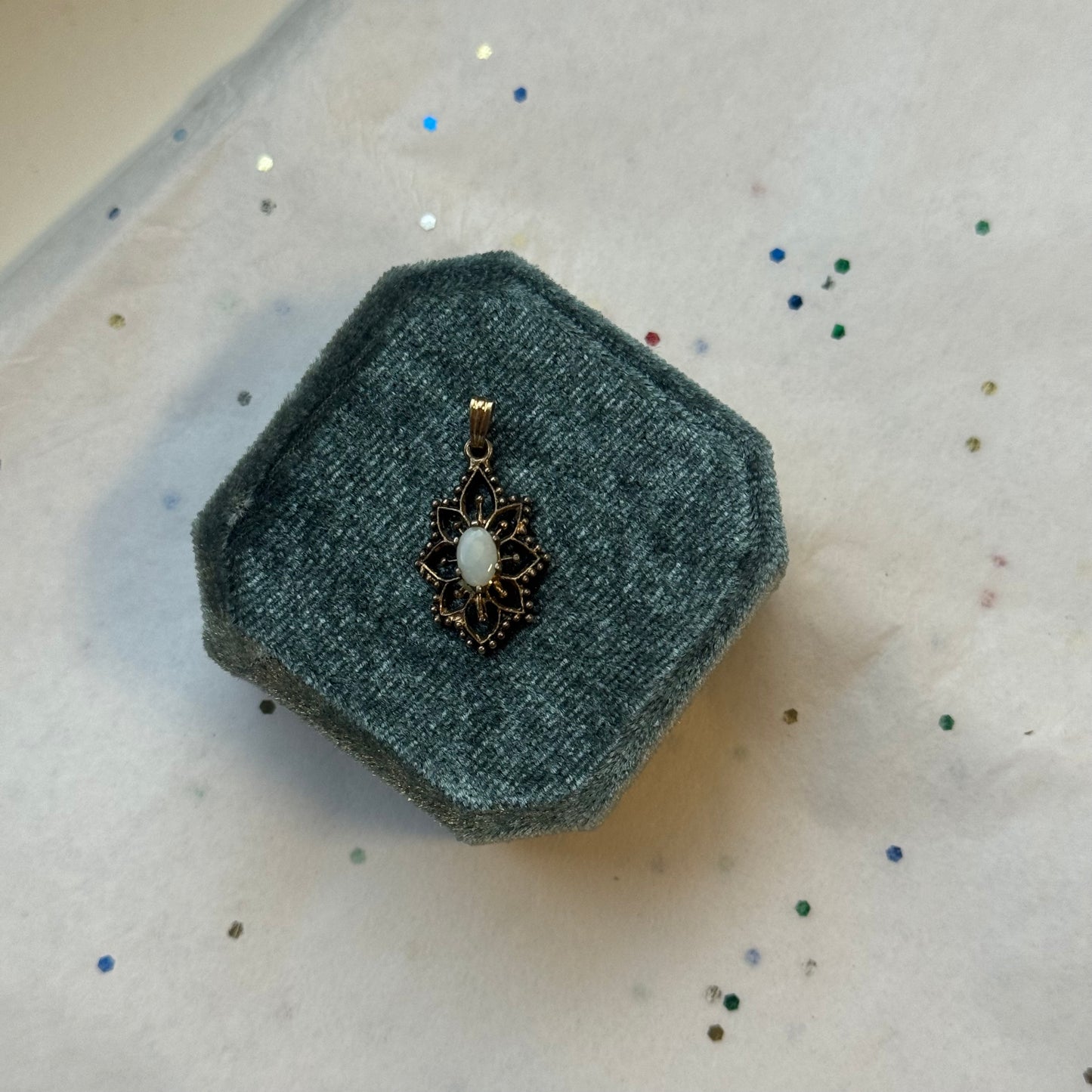 Vintage Gold-Filled Opal Filigree Pendant Necklace