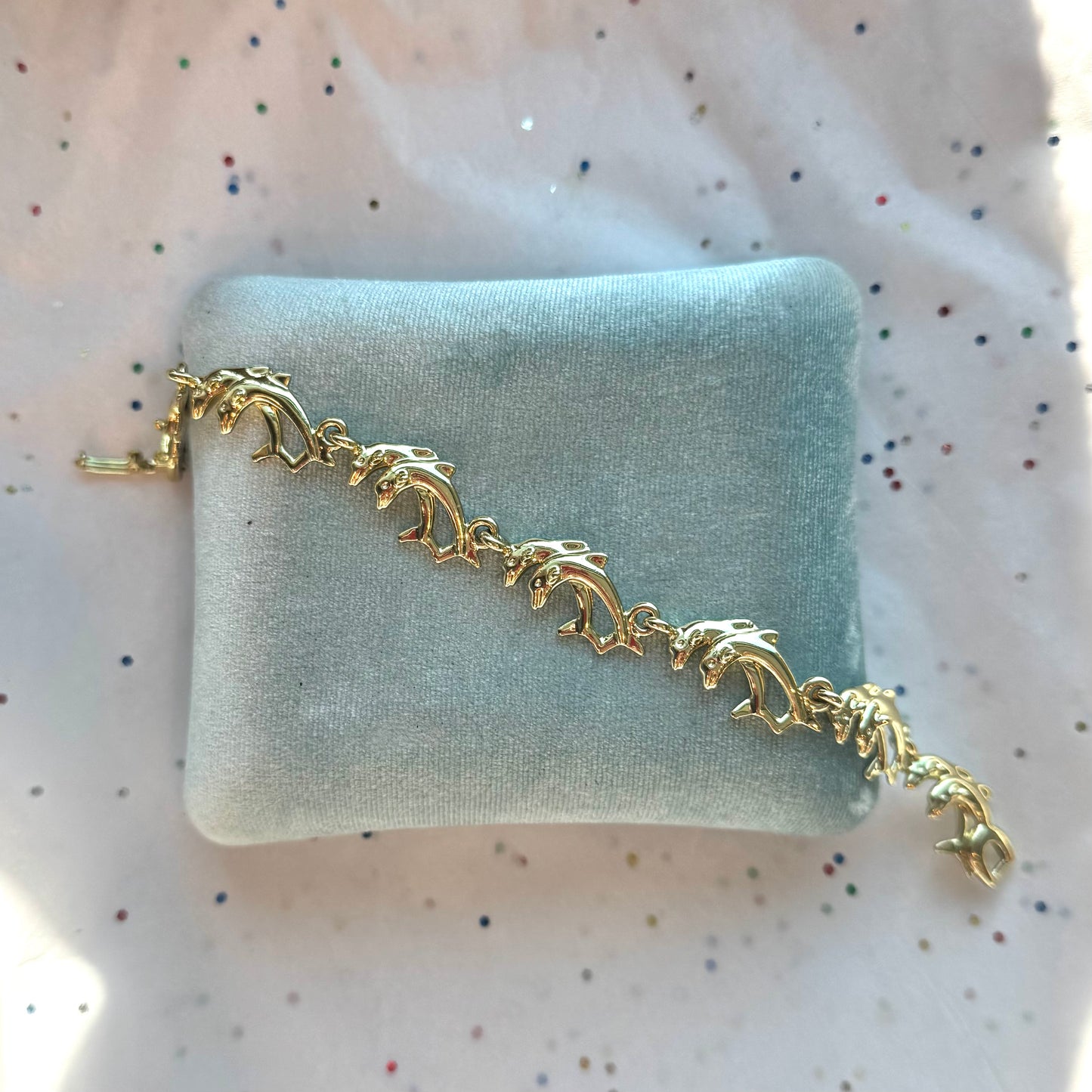 Vintage Dolphin Gold Tone Bracelet