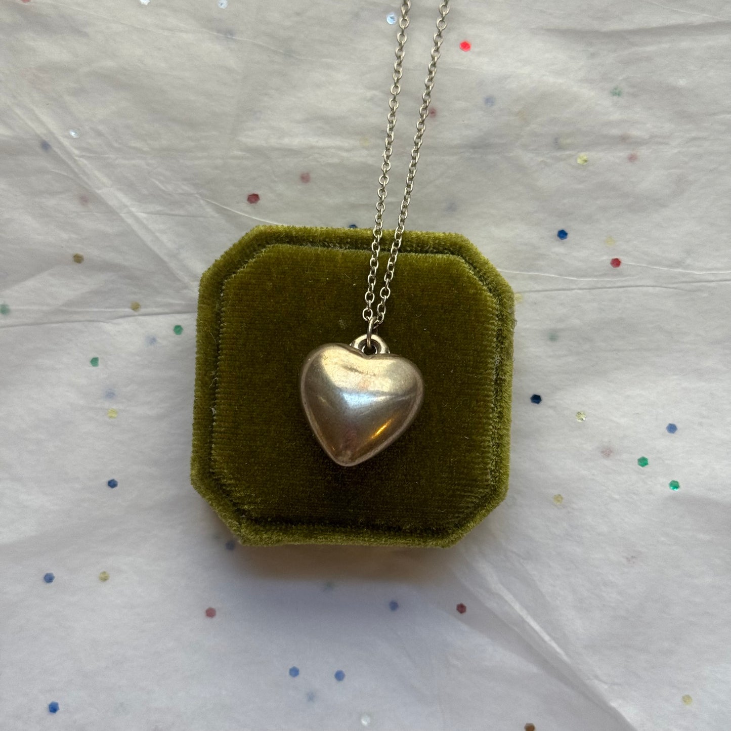 Vintage Silver Heart Pendant Necklace