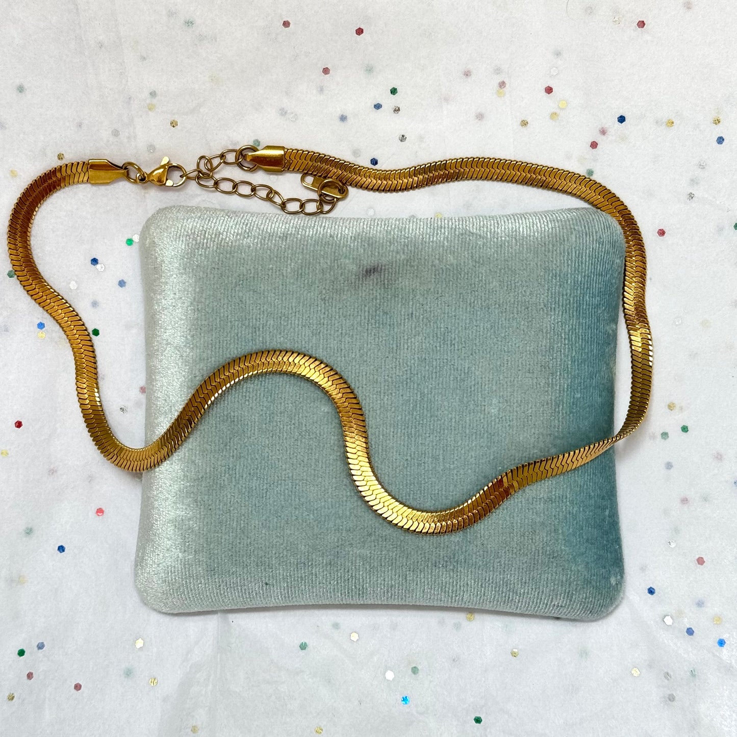 Gold Herringbone Chain Necklace