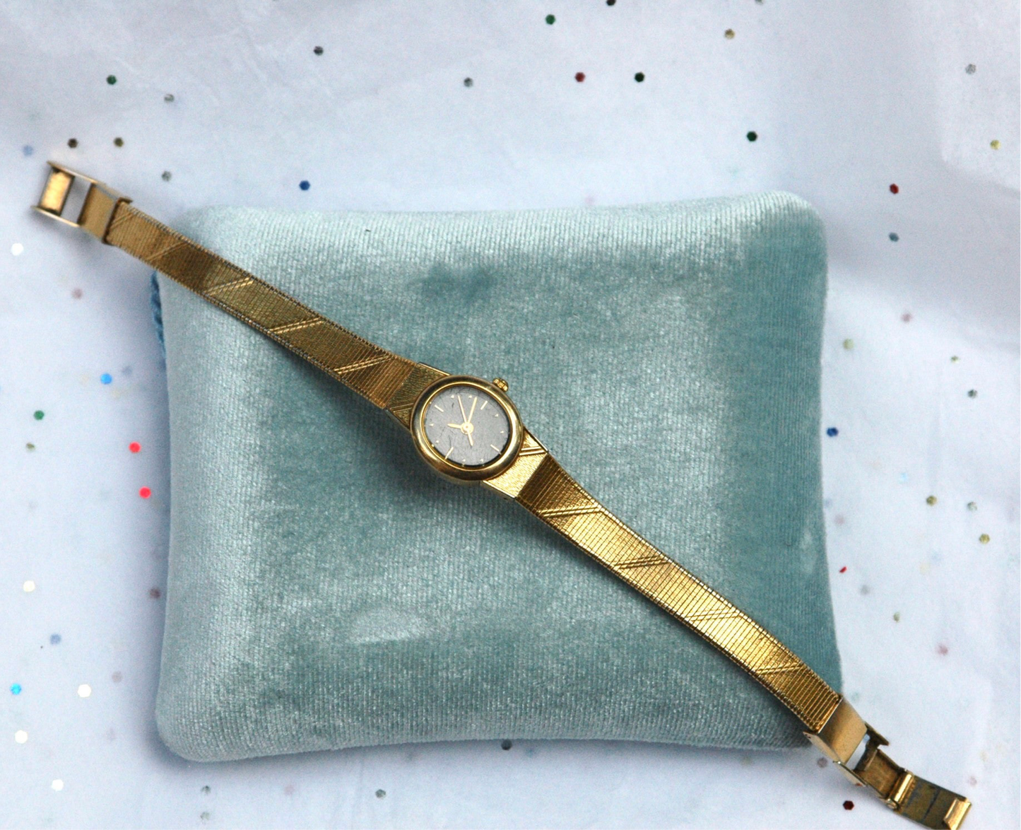 Vintage Gold Caravelle Watch with Black Face