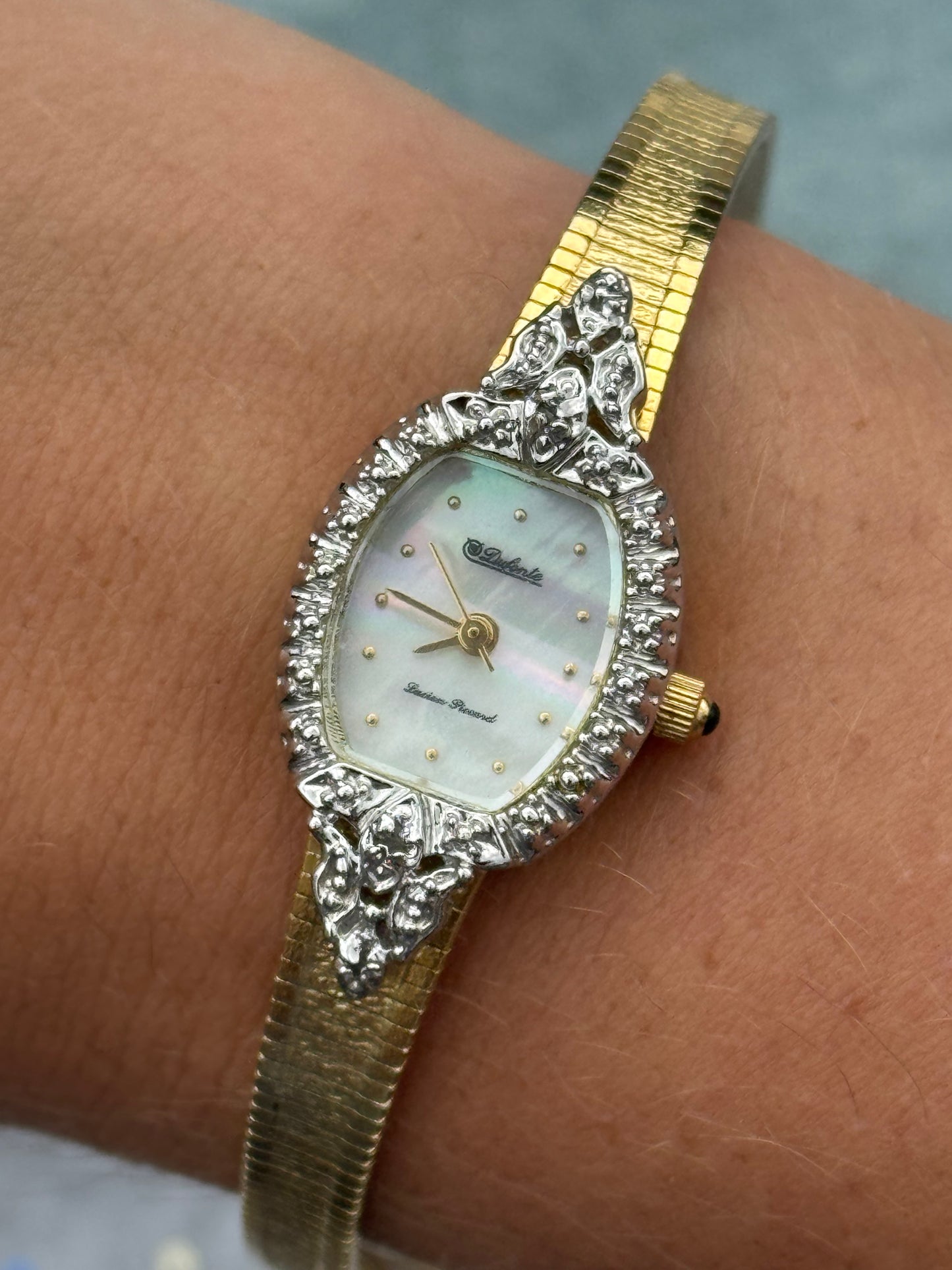 Vintage Gold Watch with Rhinestone Frame