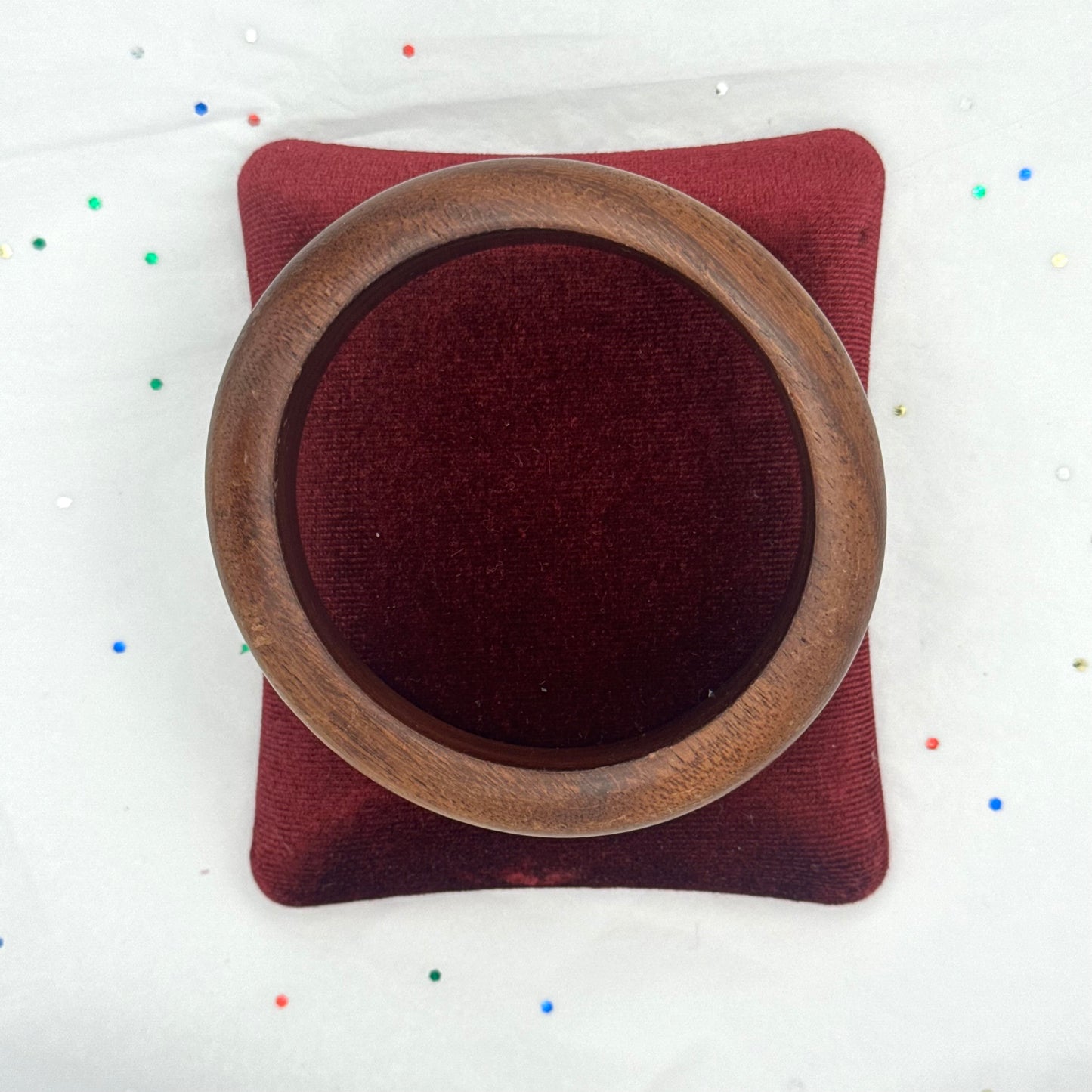 Vintage Wood & Inlay Brass & Silver Bangle Bracelet