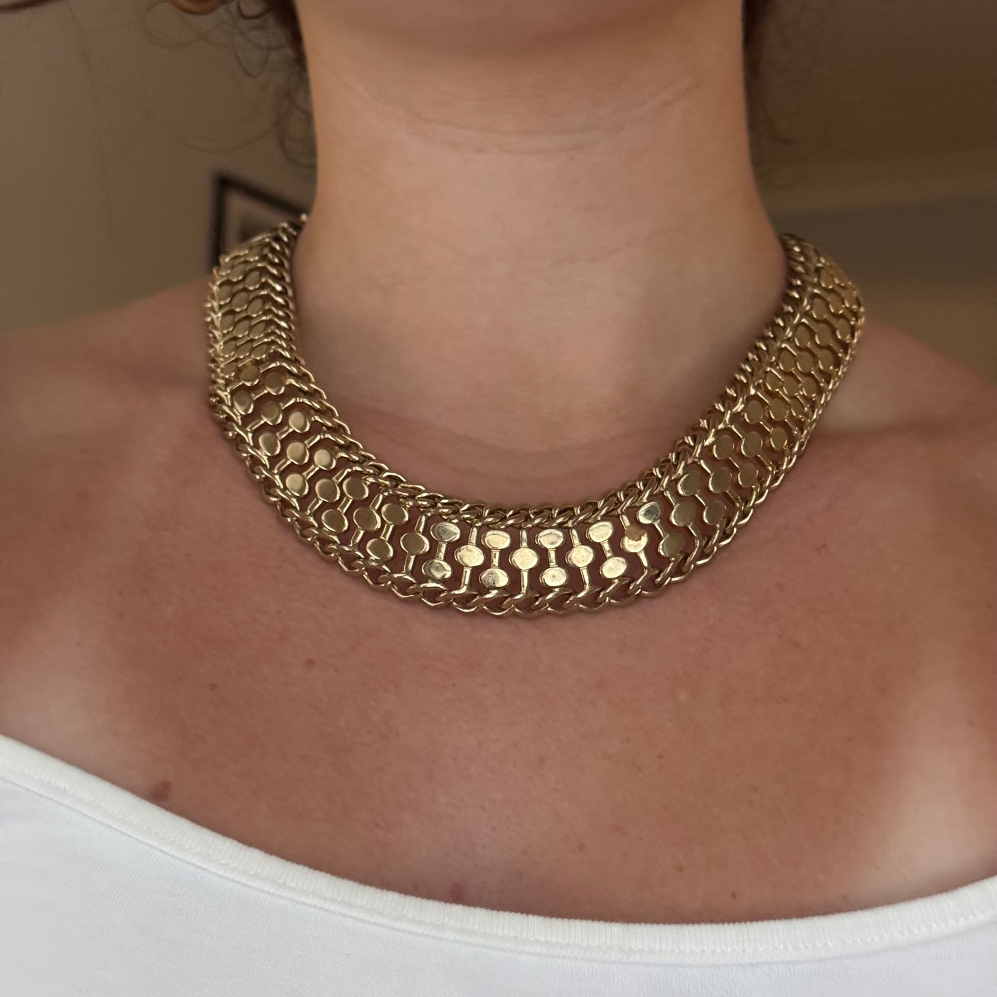 Vintage Monet Gold Tone Choker Necklace