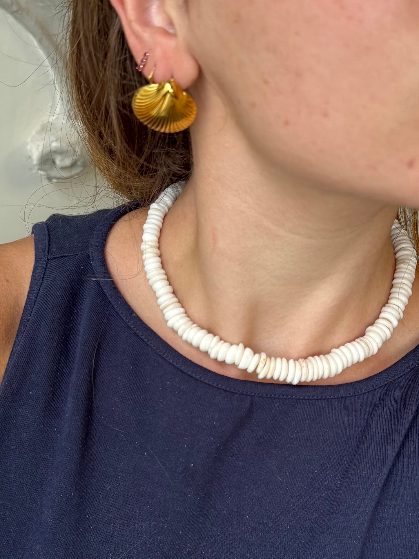 Gold Scallop Seashell Post Earrings