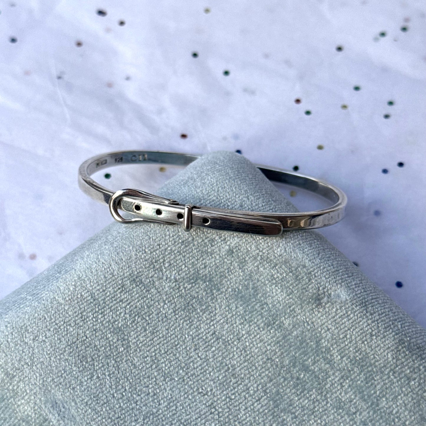 Vintage 925 Sterling Silver Belt Buckle Bangle Bracelet
