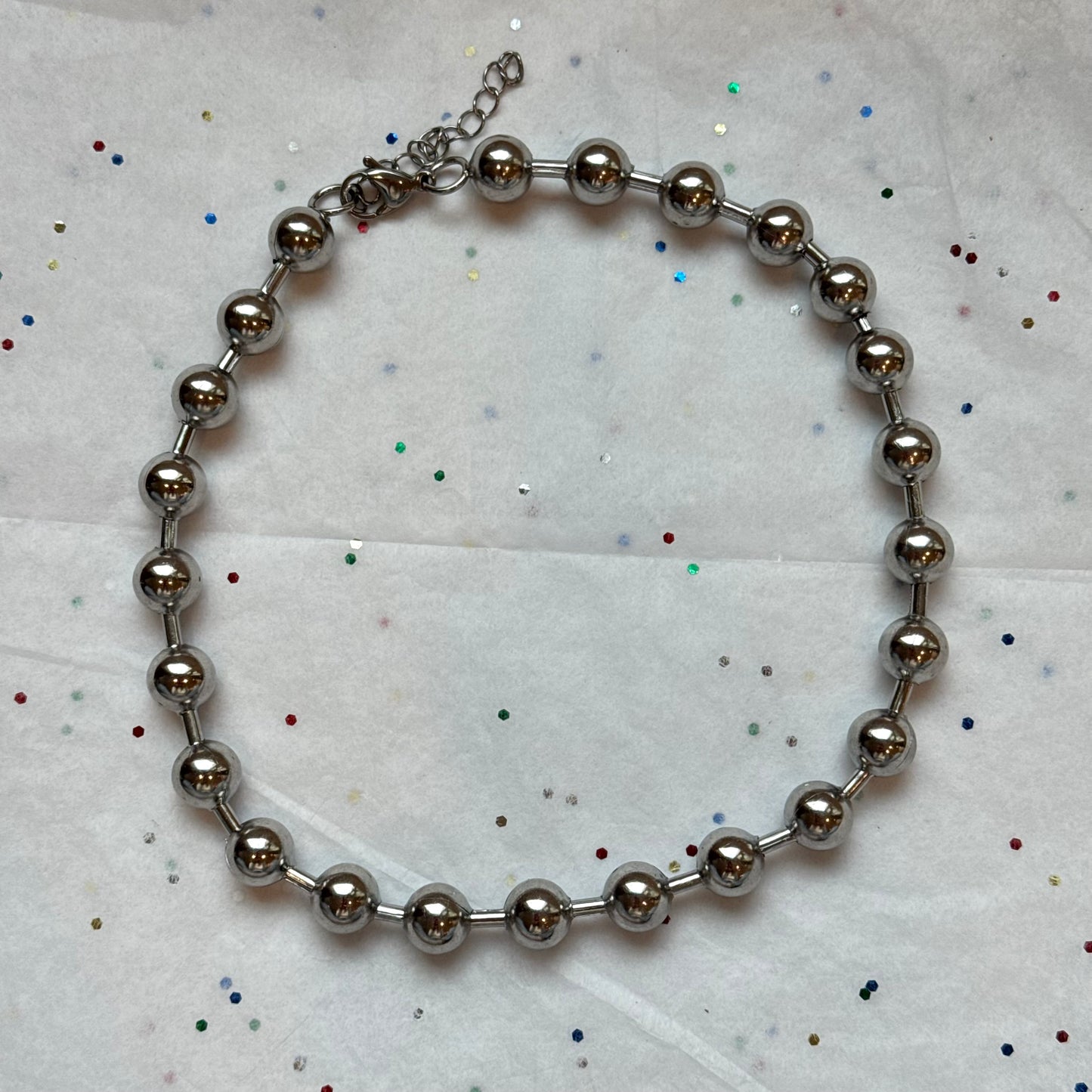 Silver Beaded Necklace - Sourced in Greece