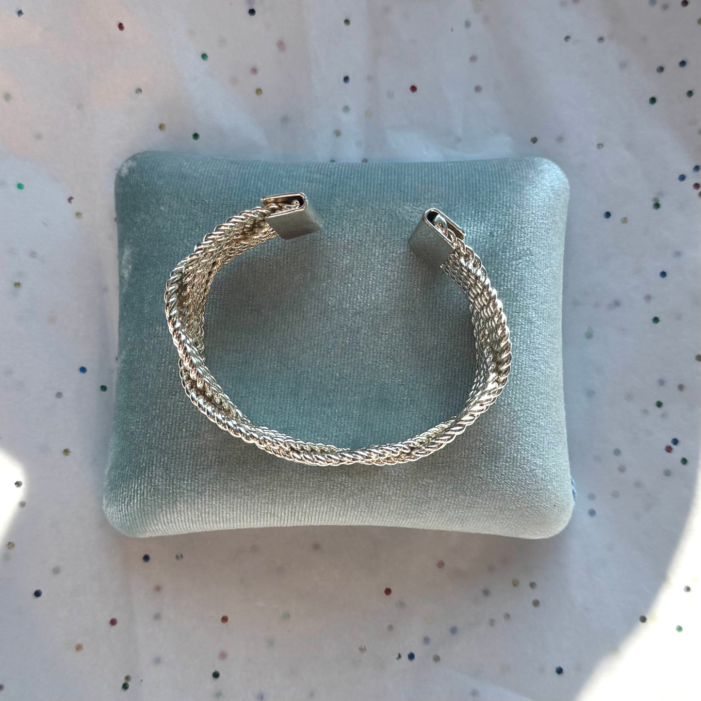 Vintage Braid Silver Tone Cuff Bracelet