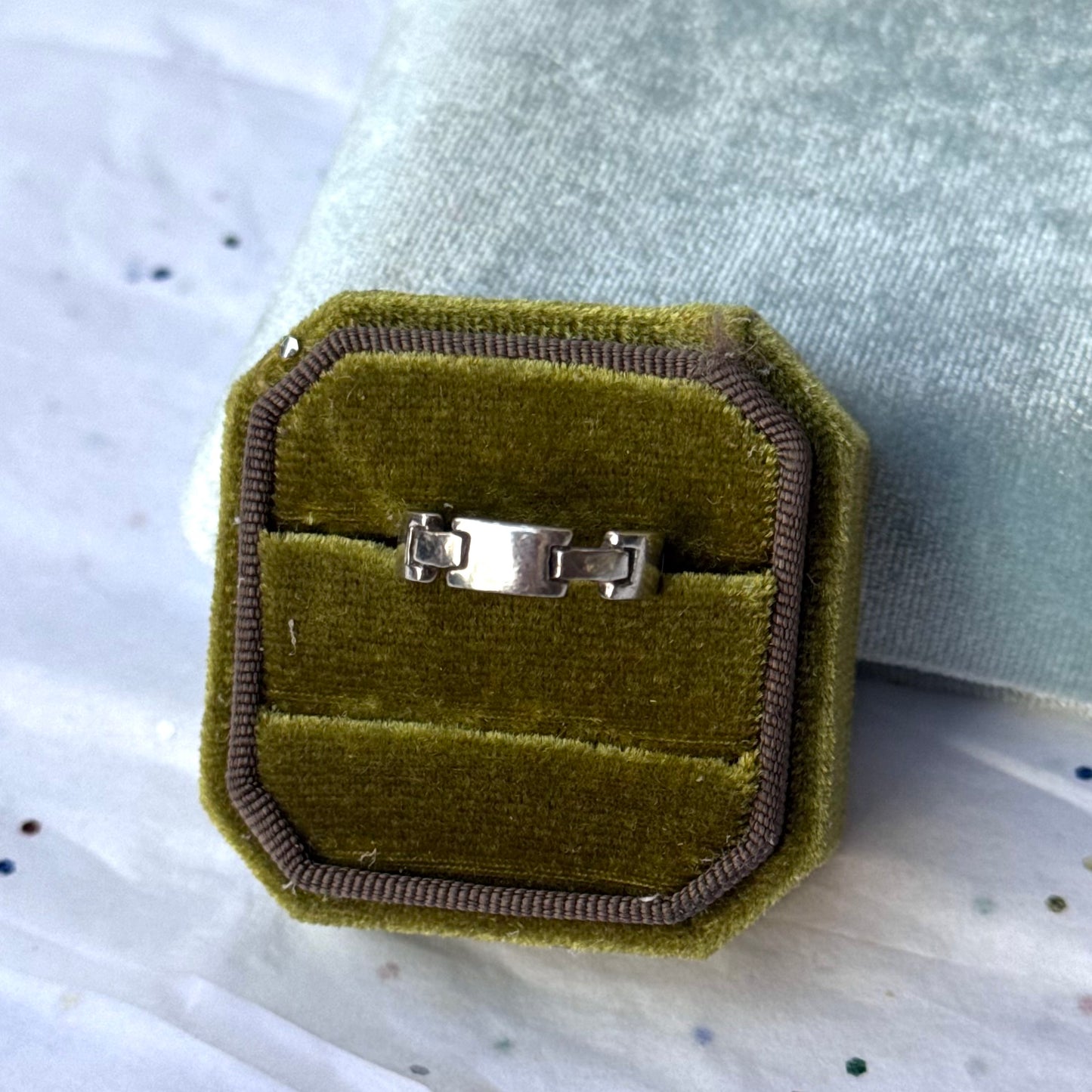 Vintage 925 Sterling Silver Square Link Ring