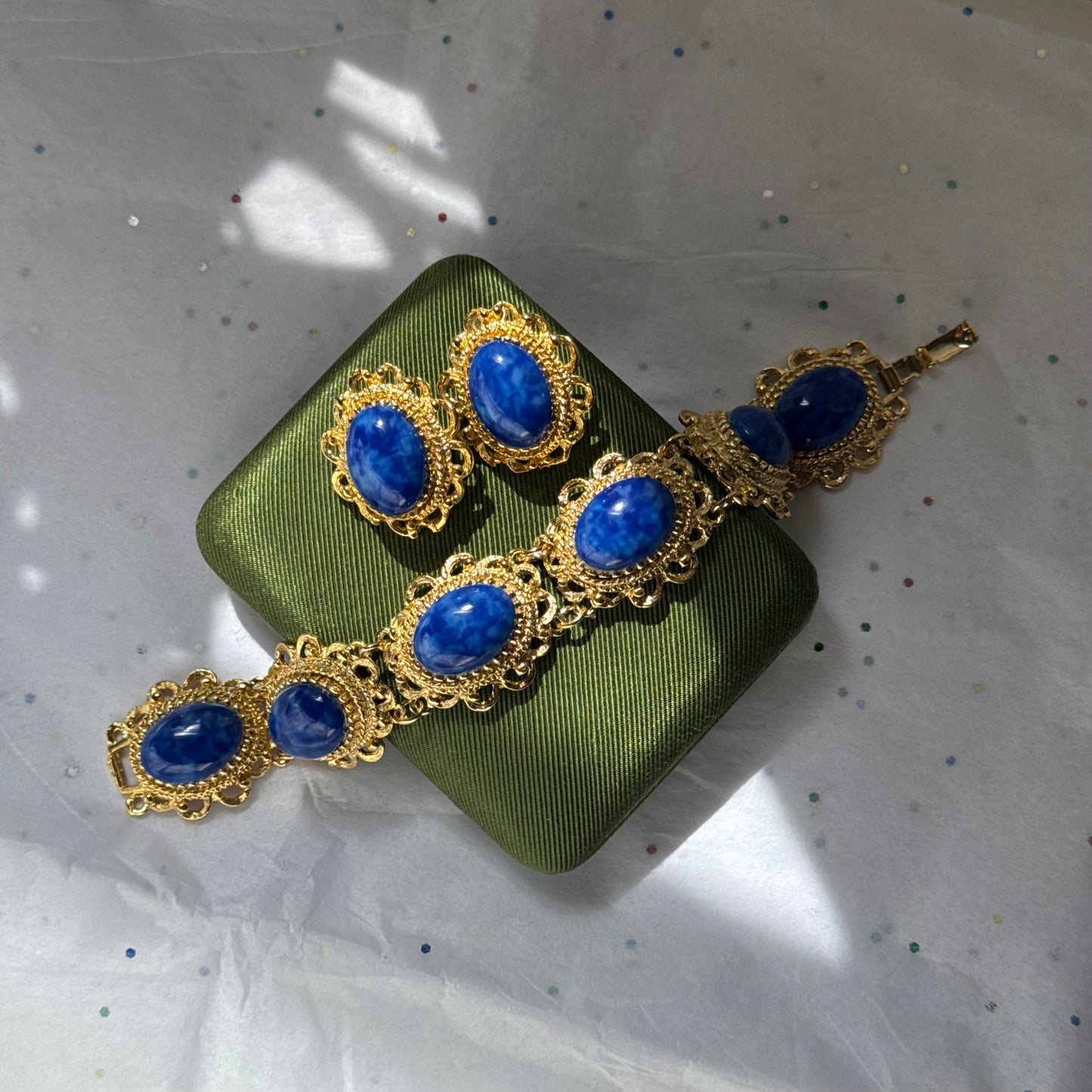 Vintage Blue Stone Gold Bracelet