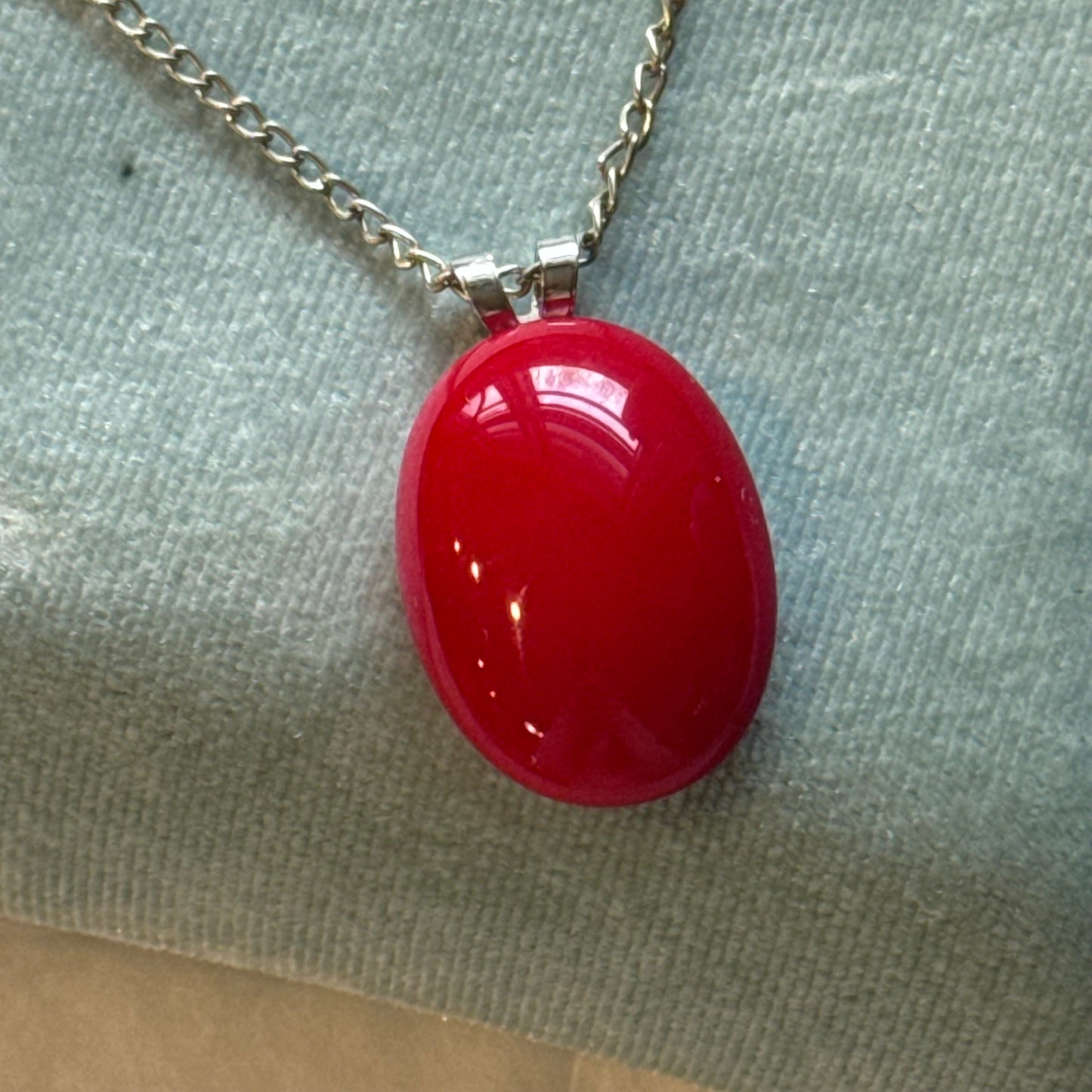 Vintage Silver Red Pendant Necklace