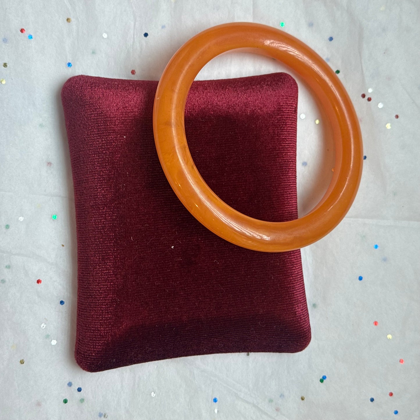 Vintage Bakelite Orange Bangle Bracelet