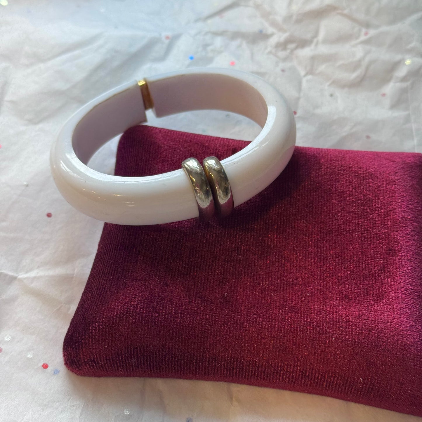 Vintage White Bangle Cuff Bracelet