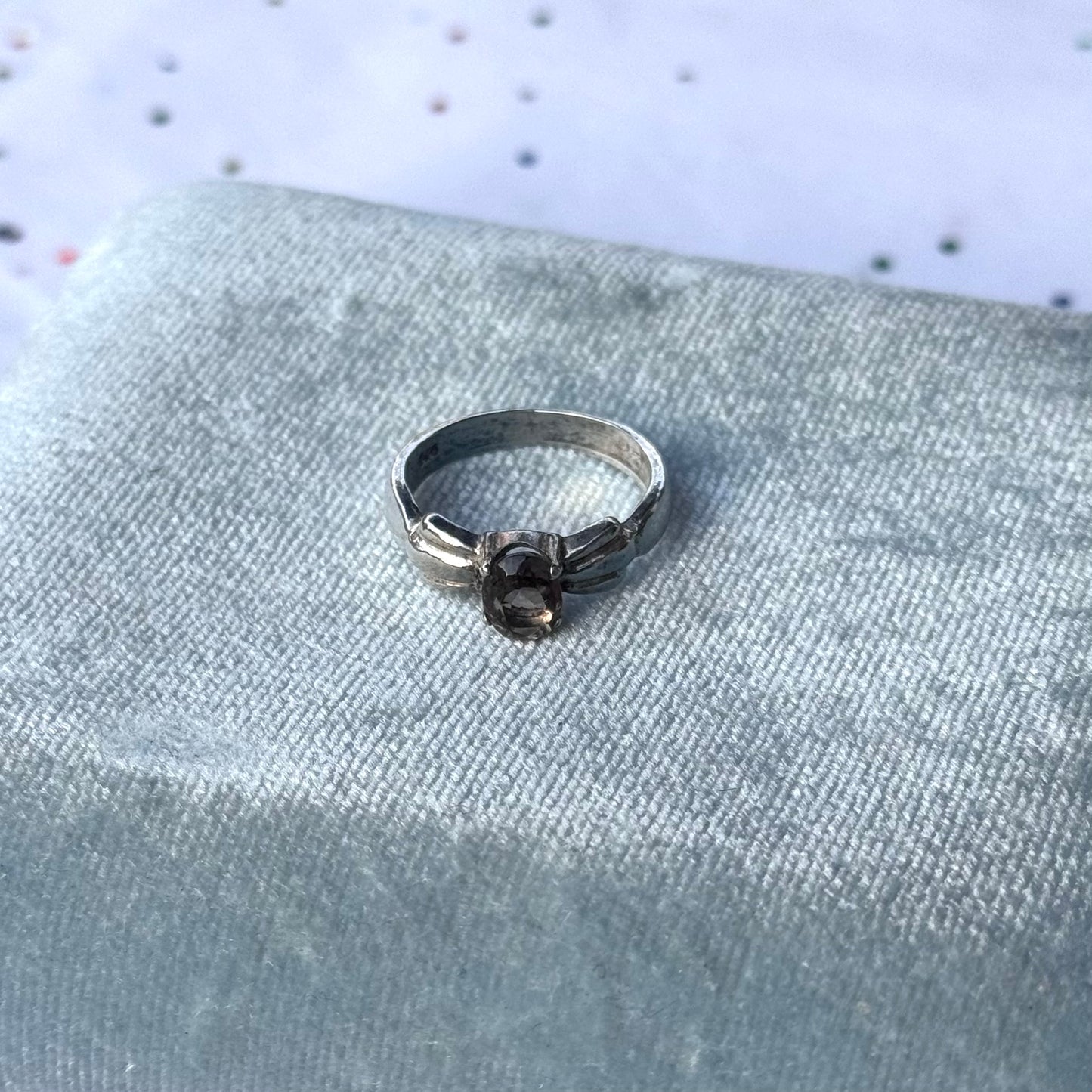 Vintage 925 Sterling Silver Smokey Quartz Rings
