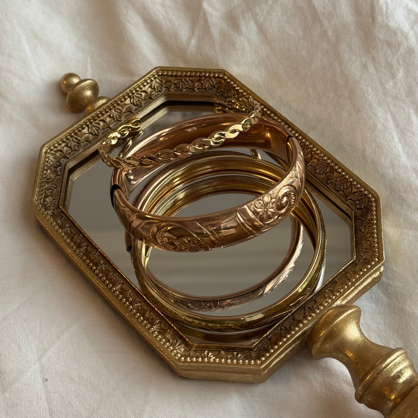 Vintage Engraved Gold Bangle Bracelet