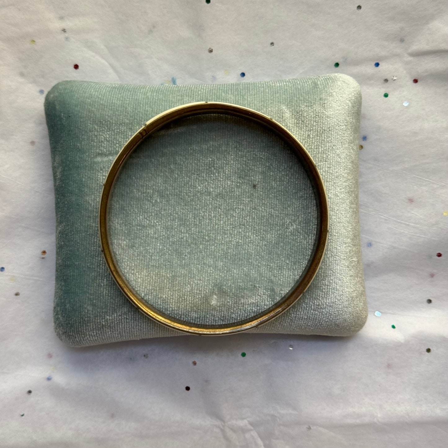 Vintage White Brass Bangle Bracelet