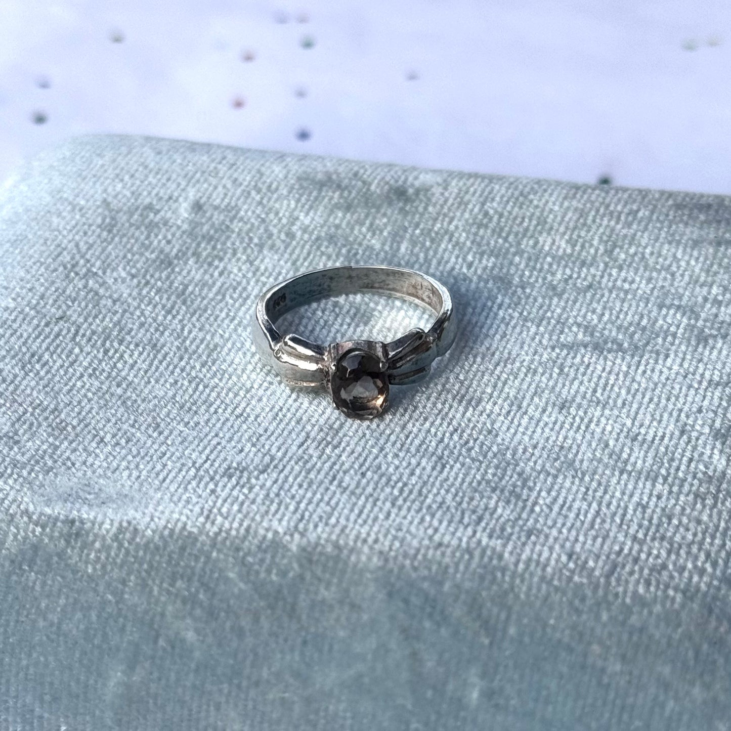 Vintage 925 Sterling Silver Smokey Quartz Rings