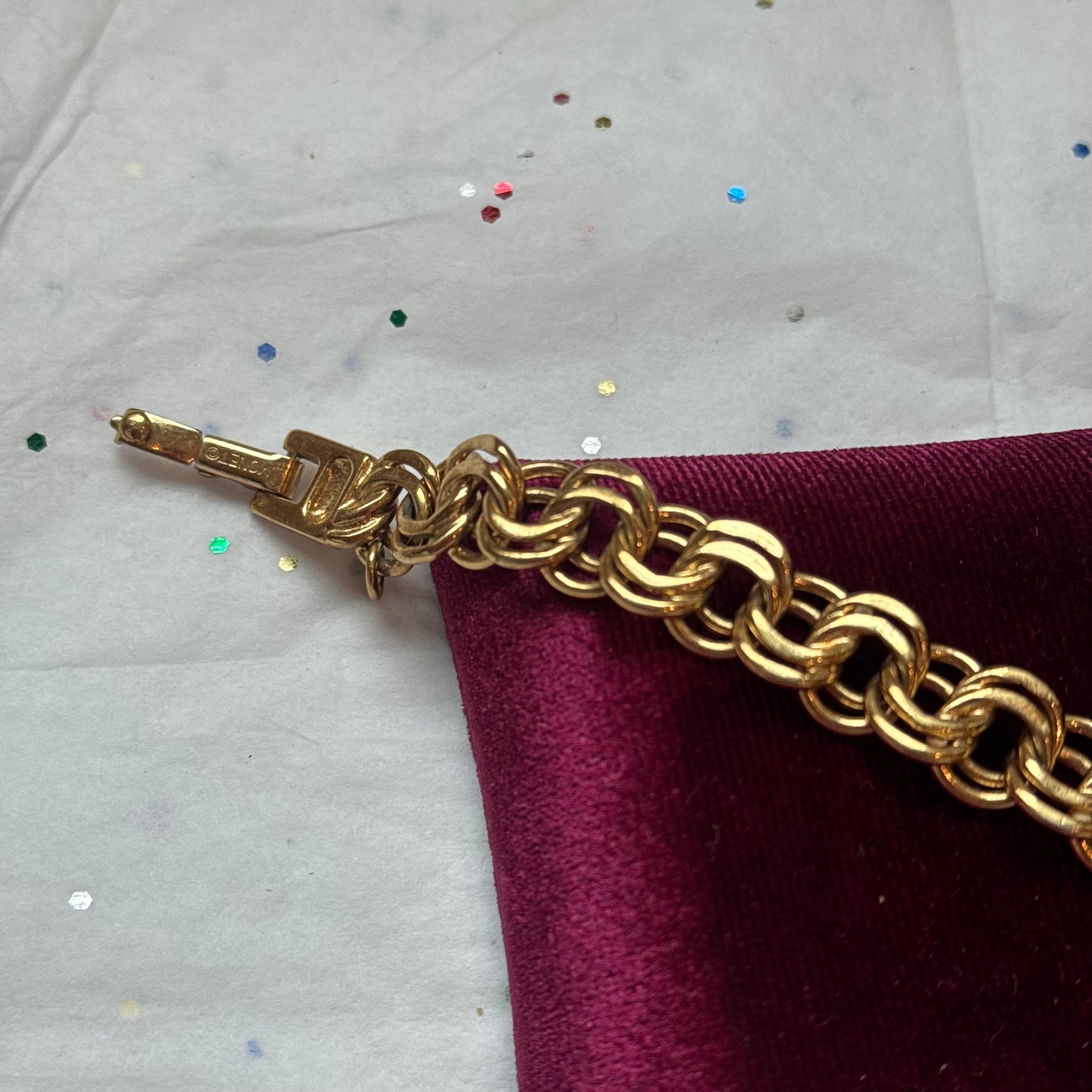 Vintage Monet Double Loop Gold Bracelet
