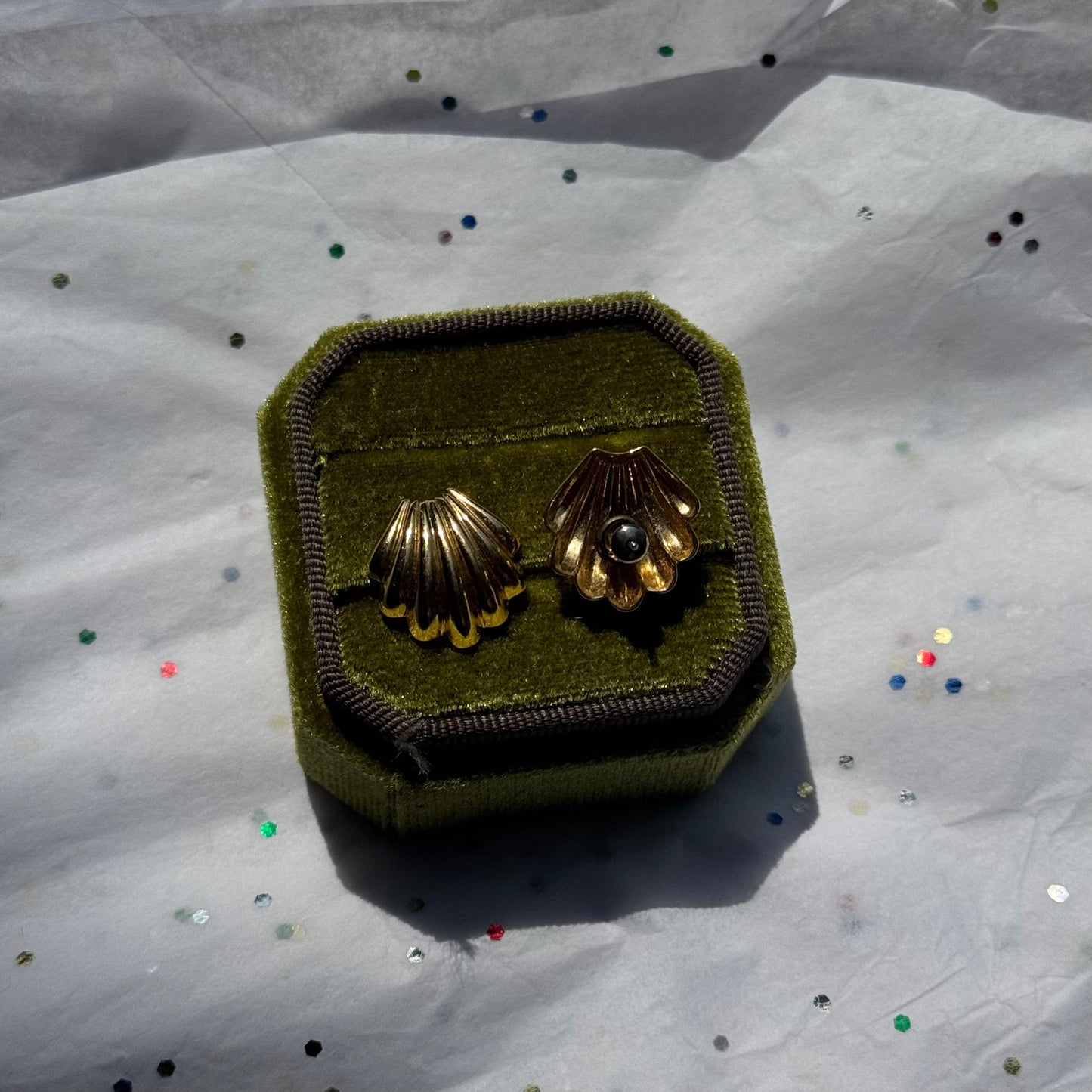 Vintage Gold Shell Post Earrings