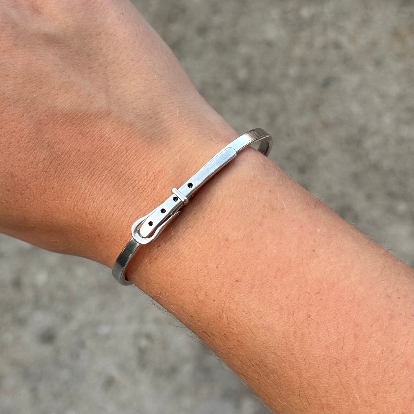 Vintage 925 Sterling Silver Belt Buckle Bangle Bracelet
