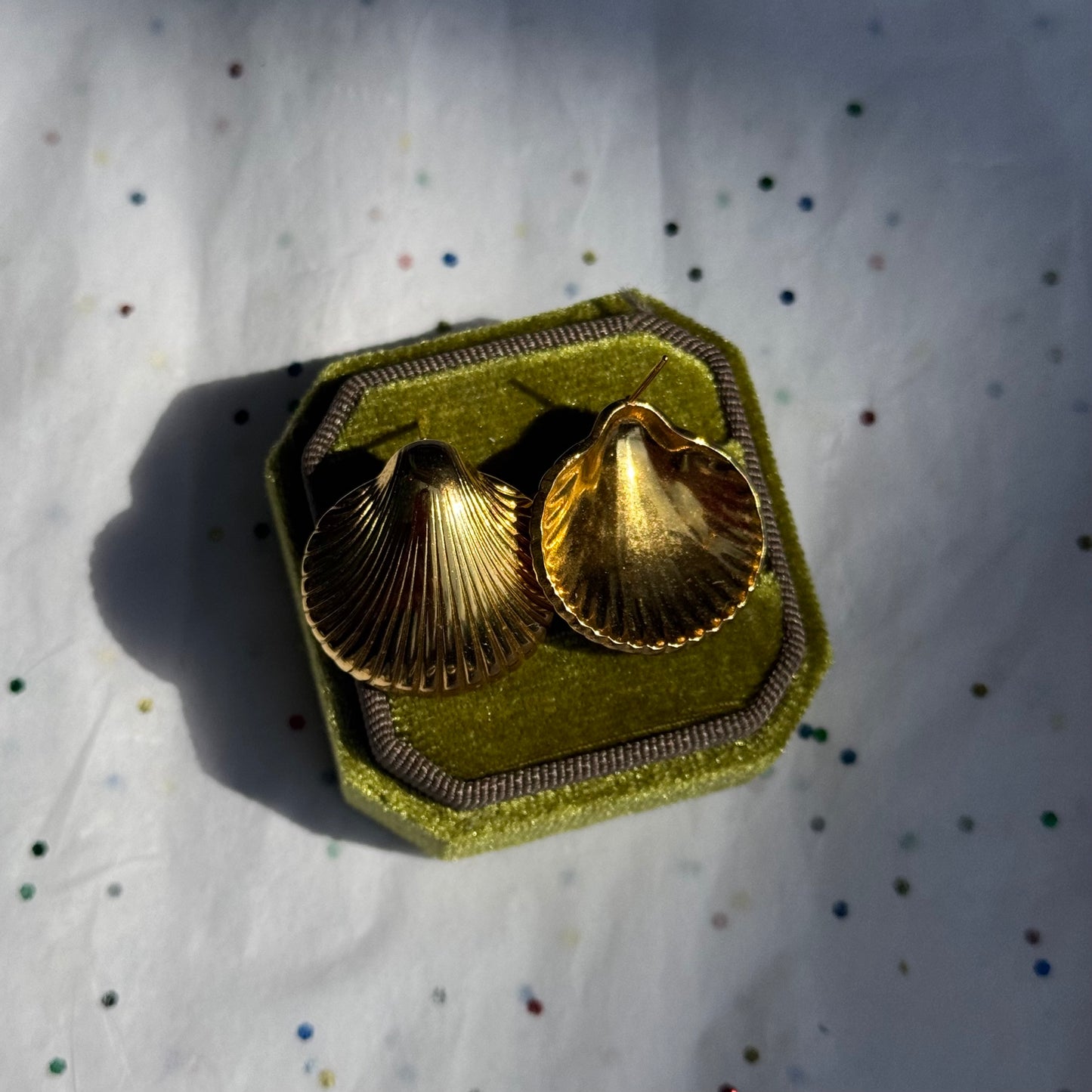 Gold Scallop Seashell Post Earrings
