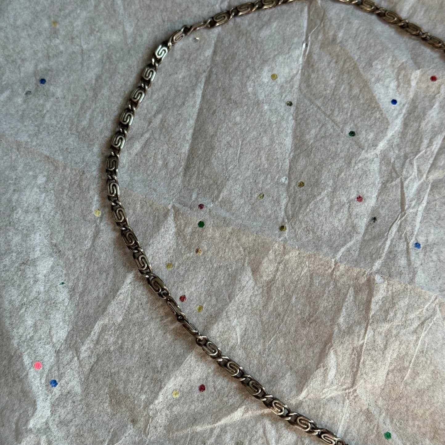 Vintage Silver Scroll Link Watch Chain - Sourced in Paris