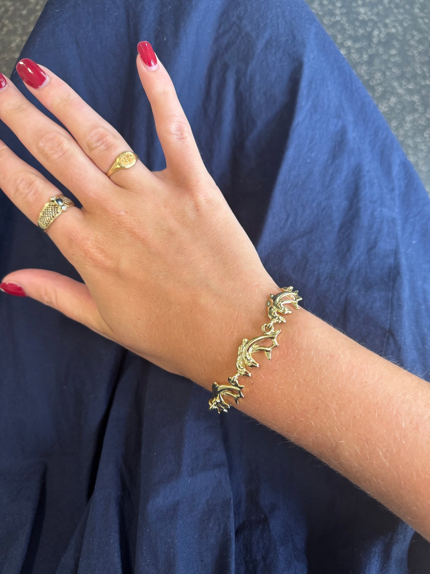 Vintage Dolphin Gold Tone Bracelet