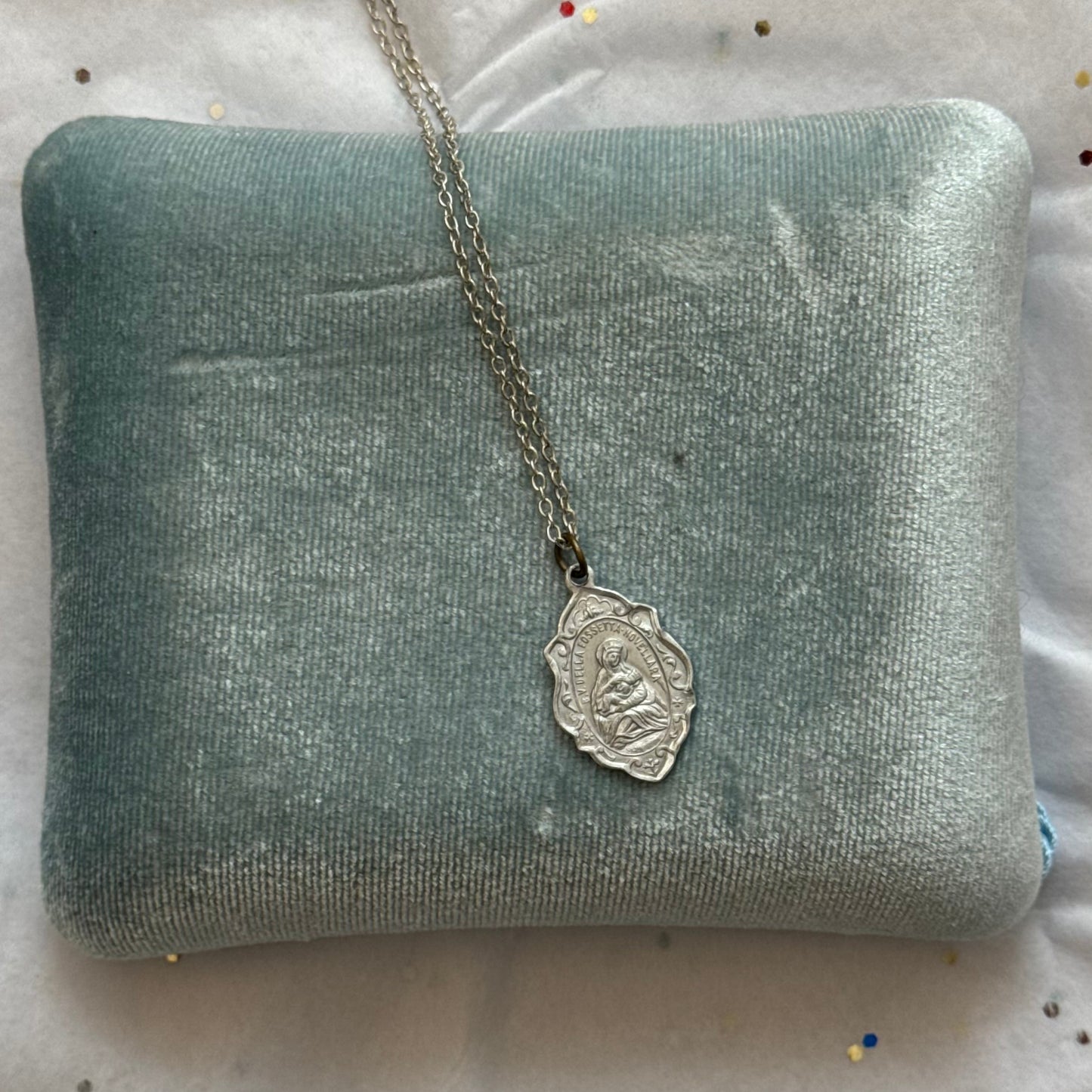 Vintage Silver Catholic Pendant Necklace - Sourced in Italy