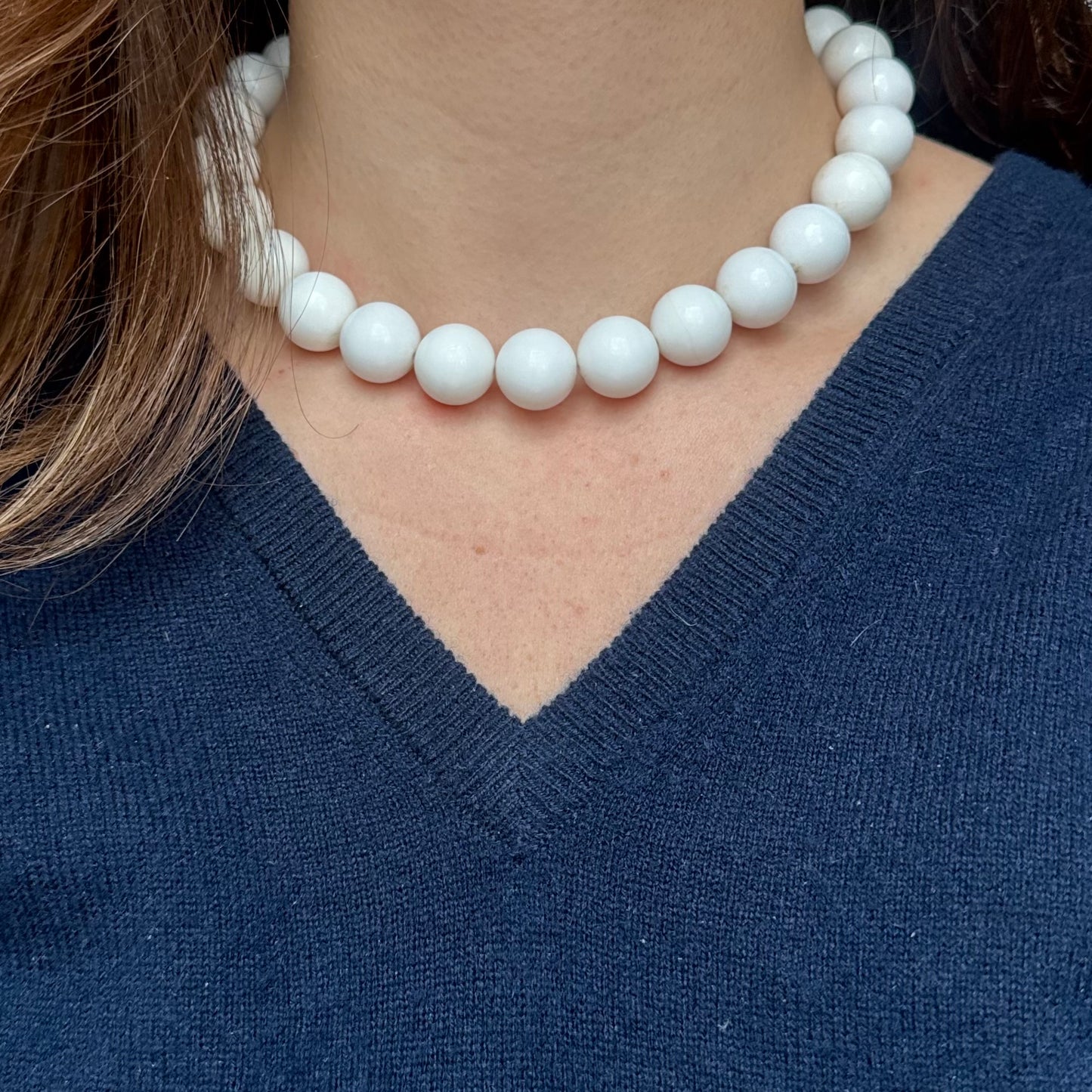 Vintage White Beaded Necklace - Sourced in Paris