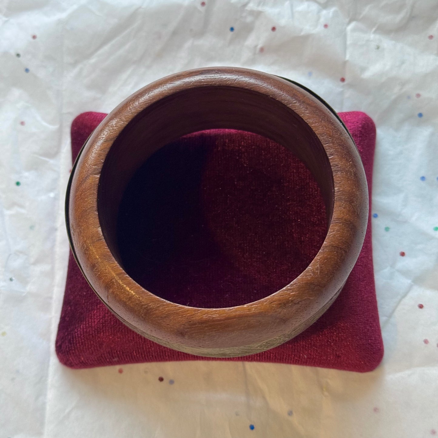 Vintage Wood & Brass Bangle Bracelet