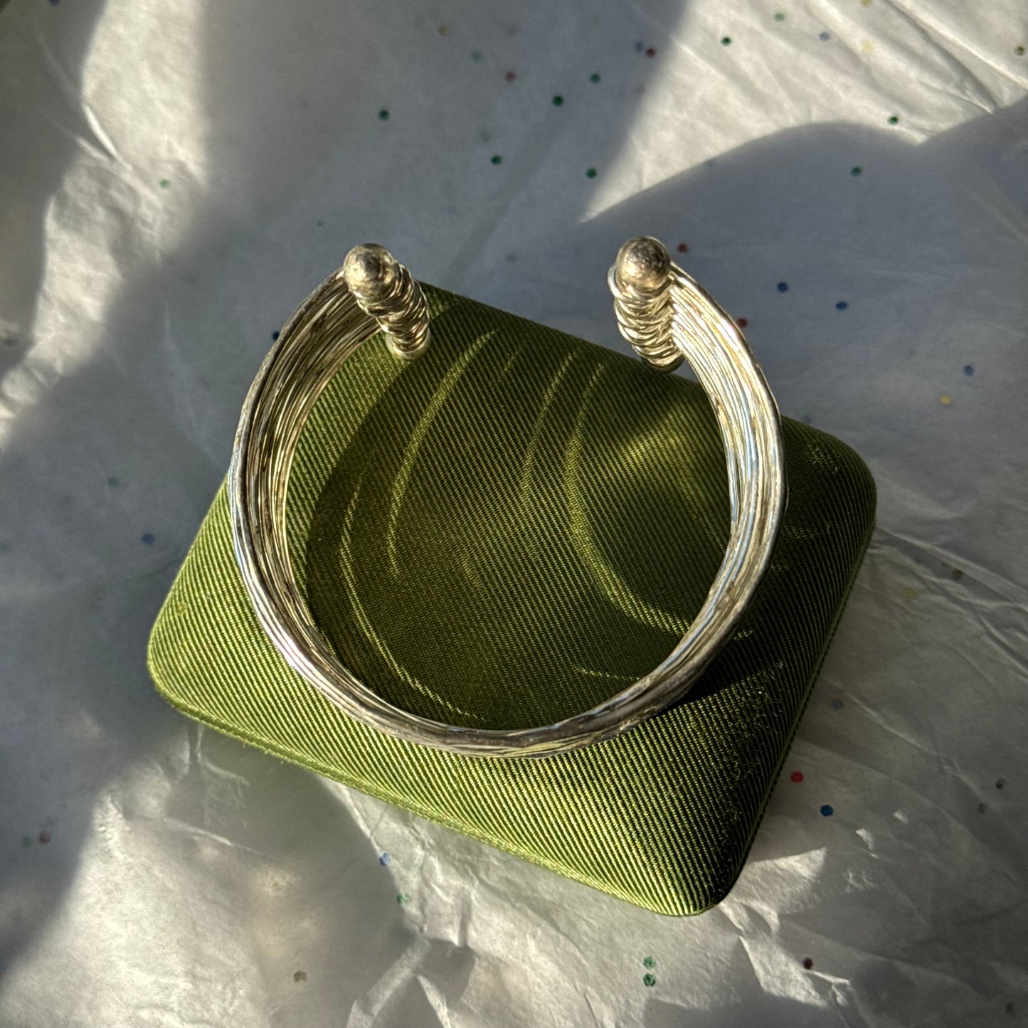 Vintage Silver Layered Cuff Bracelet