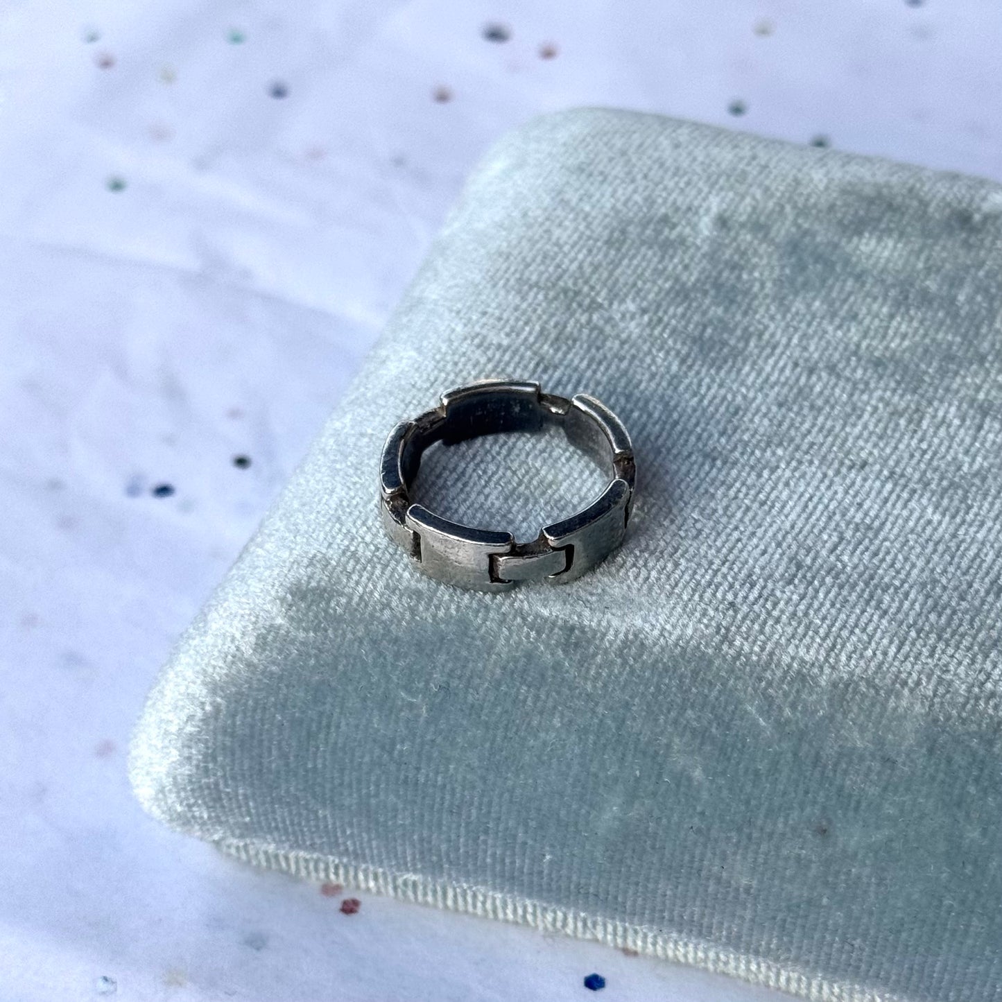 Vintage 925 Sterling Silver Square Link Ring