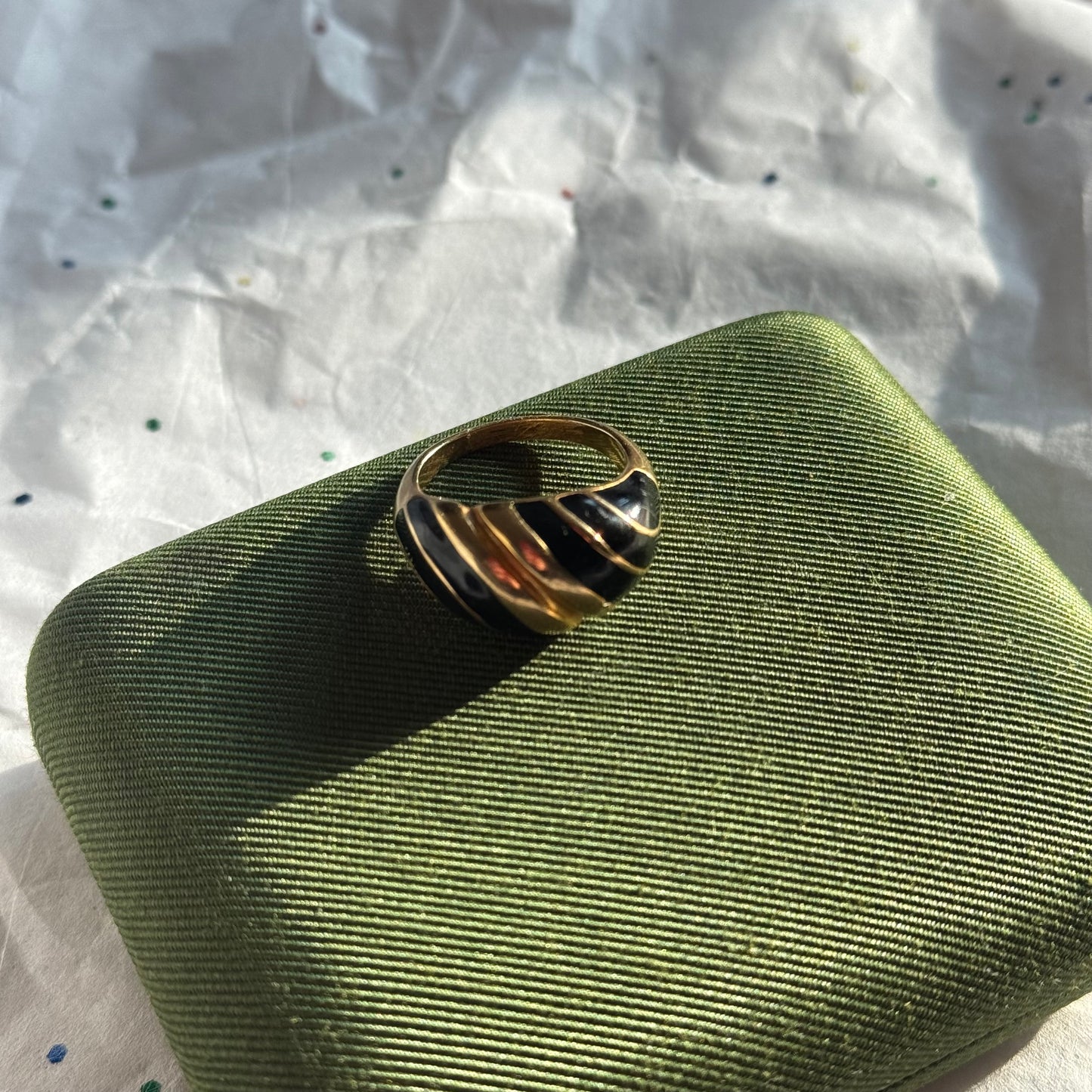 Vintage Gold & Black Enamel Ring