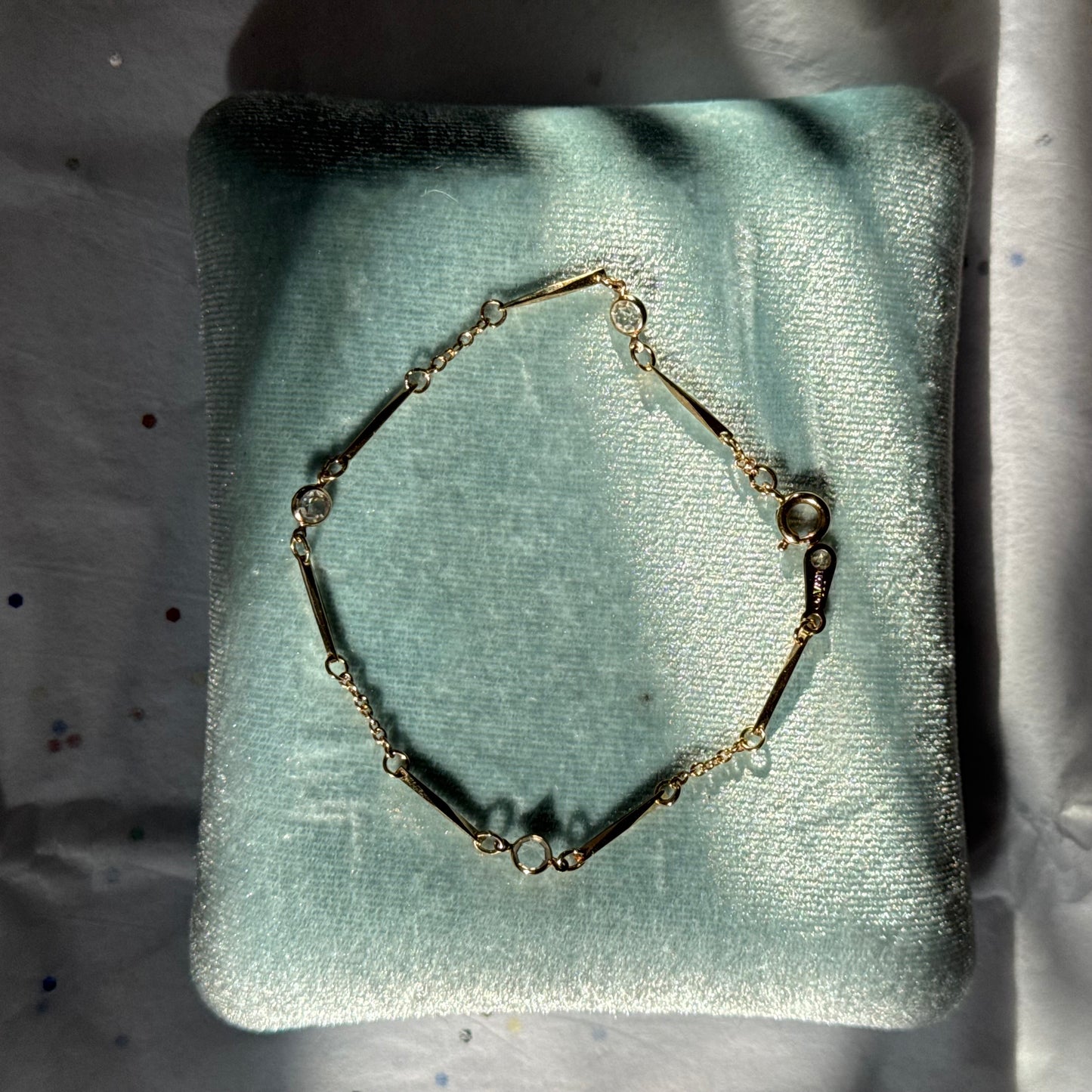 Vintage Avon Dainty Gold Chain Bracelet with Rhinestones