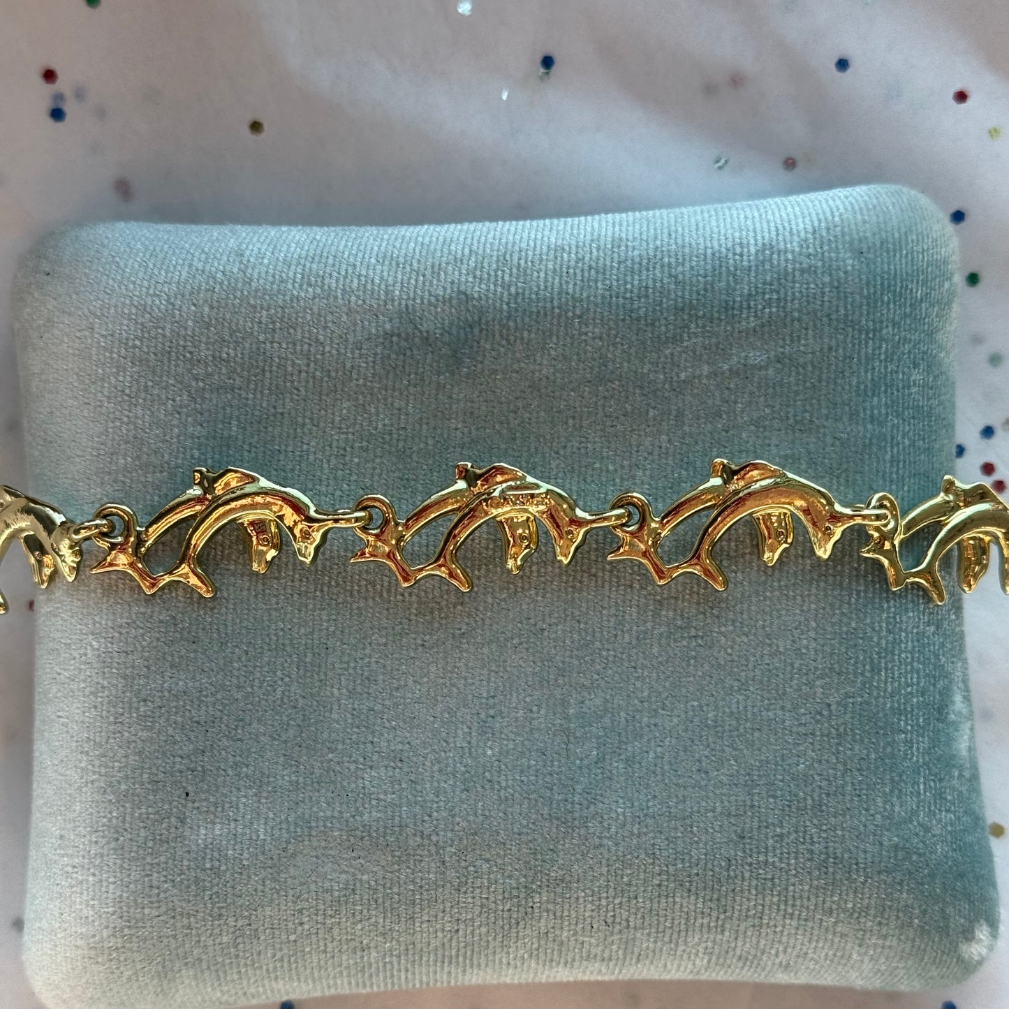 Vintage Dolphin Gold Tone Bracelet