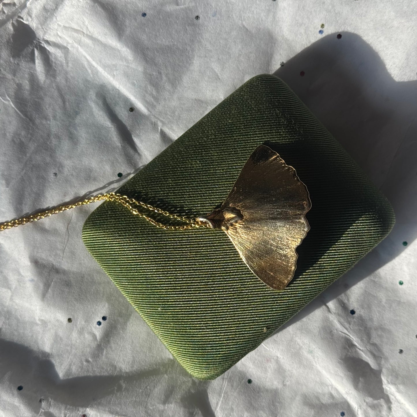 Vintage Gold Ginkgo Leaf Pendant Necklace