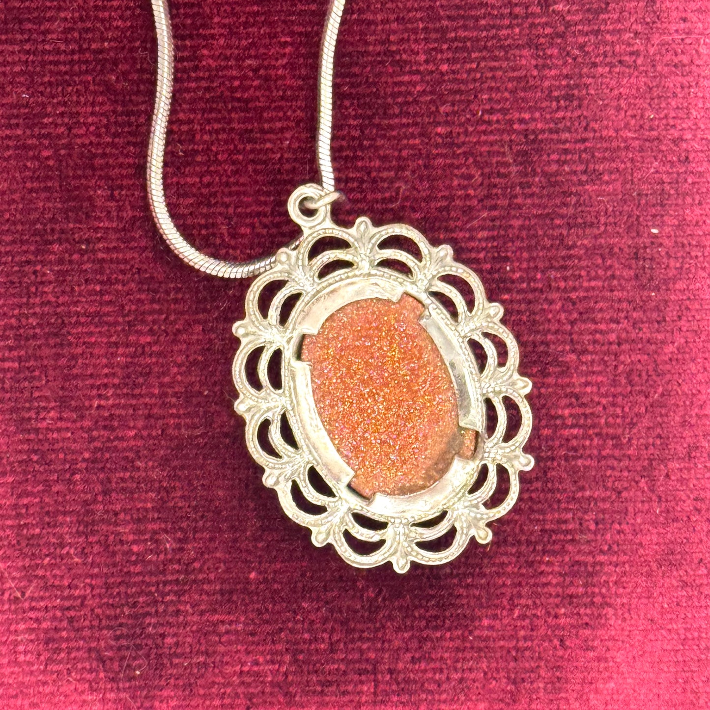 Vintage Silver Goldstone Necklace