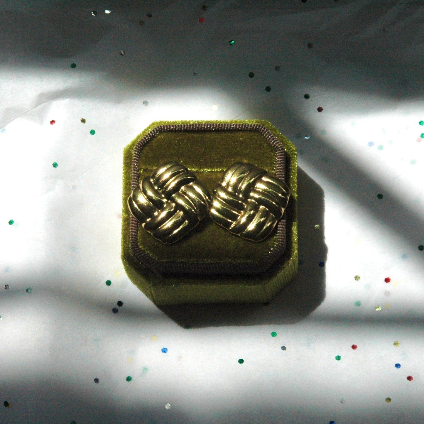 Gold Twist Square Post Earrings