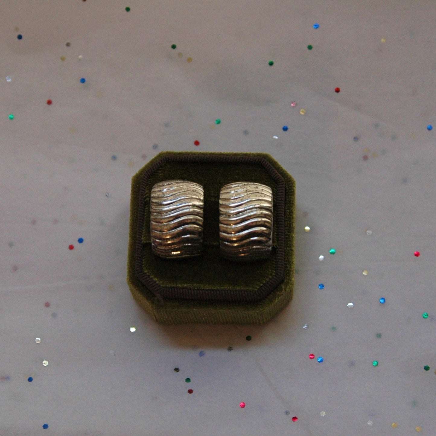 Vintage 1980s Givenchy Silver Tone Ribbed Hoop Post Earrings