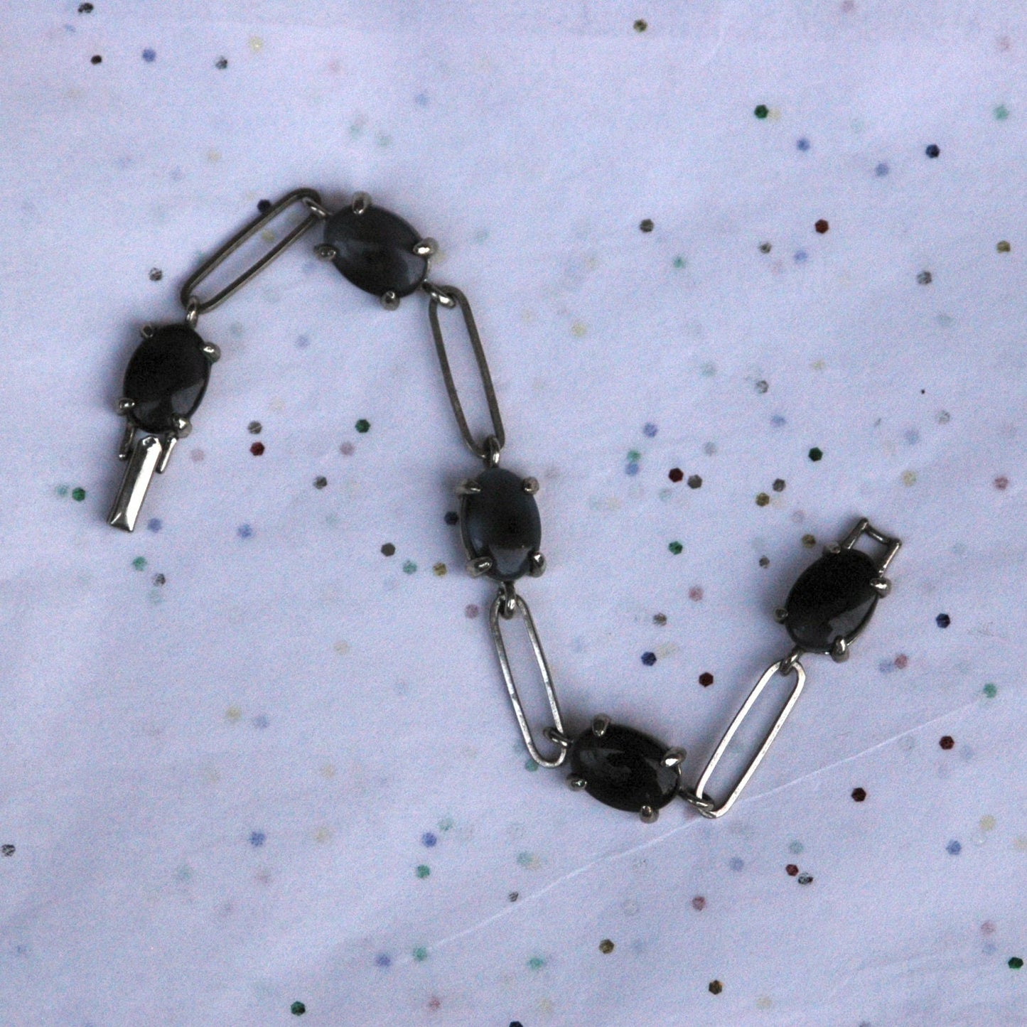 Vintage Silver Bracelet with Blue Stones