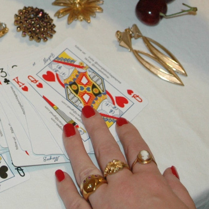 Gold Heart Signet Ring with Star-set Rhinestone