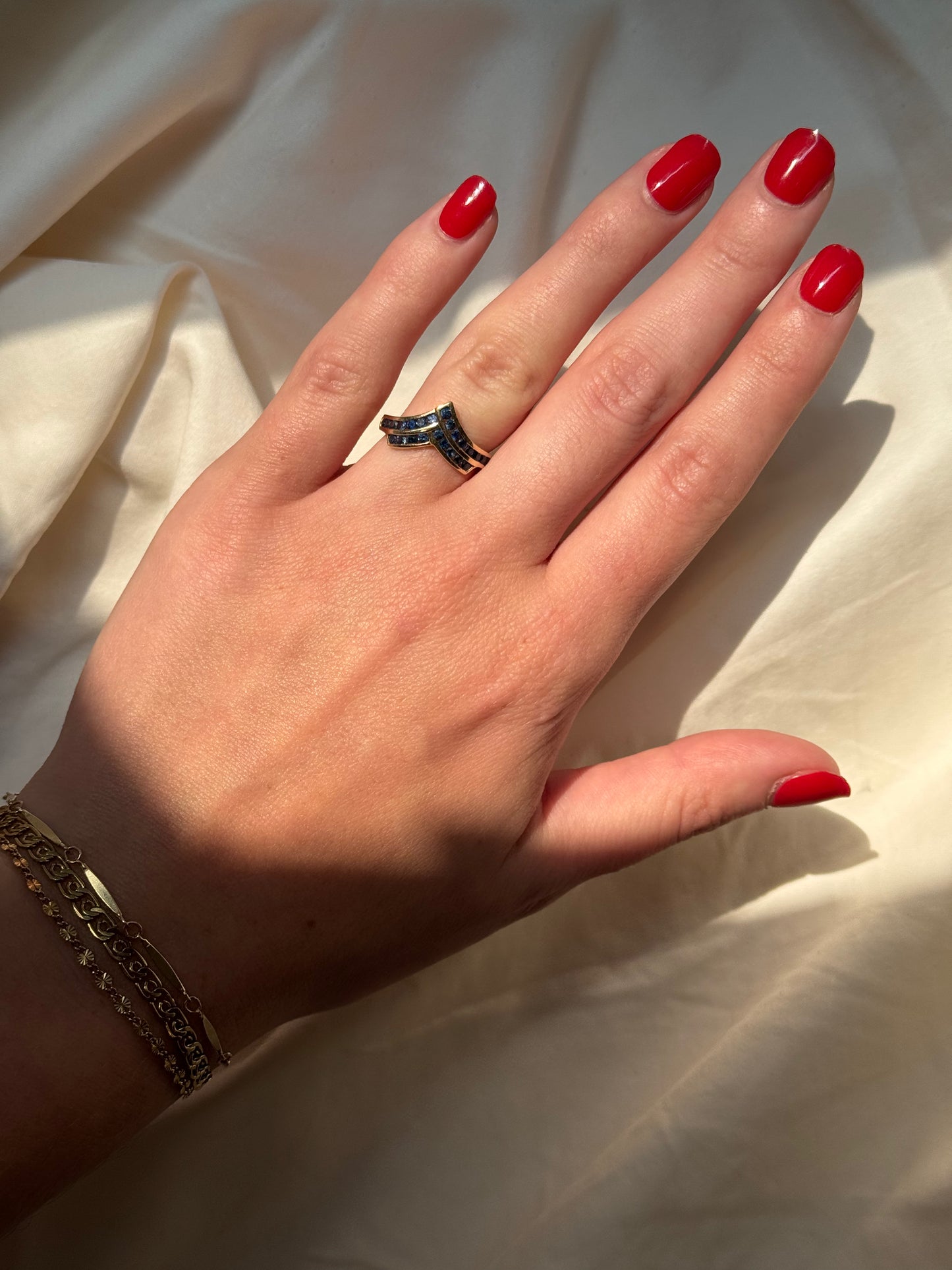 Vintage 14k Gold Channel Set Blue Sapphire Ring