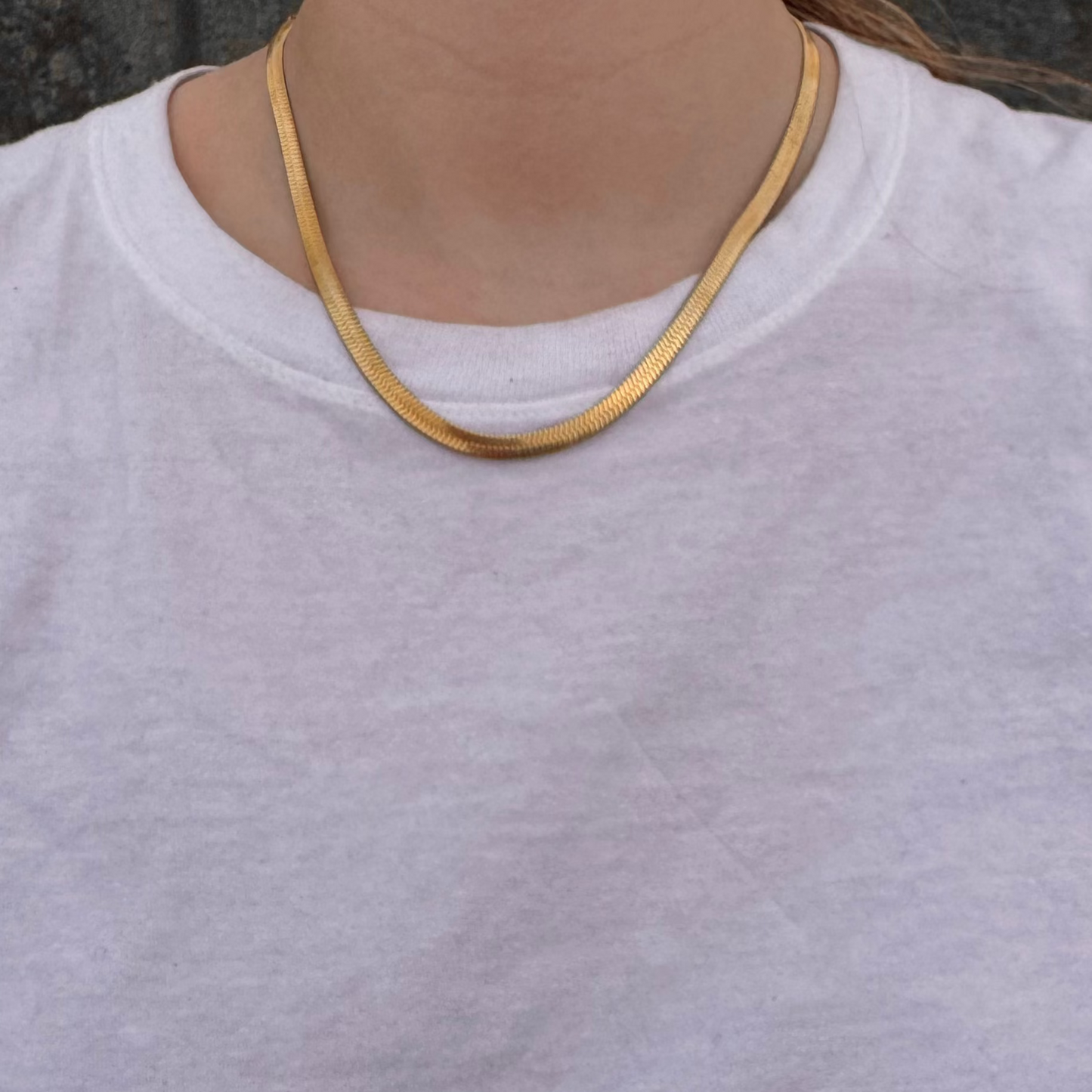 Gold Herringbone Chain Necklace