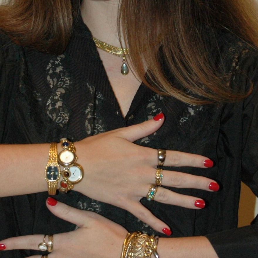 Gold Pendant Necklace with Blue Teardrop Stone