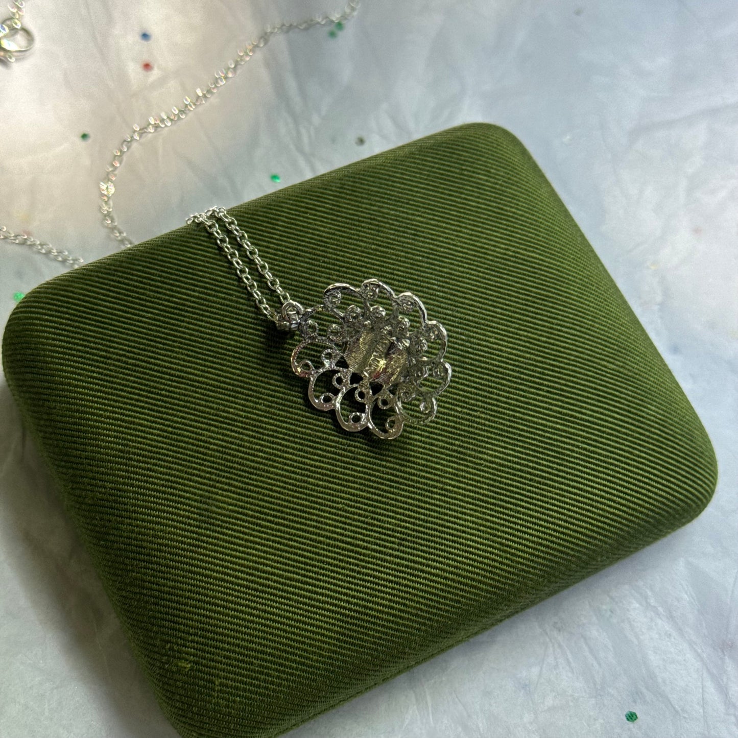 Vintage Silver Black Stone Pendant Necklace
