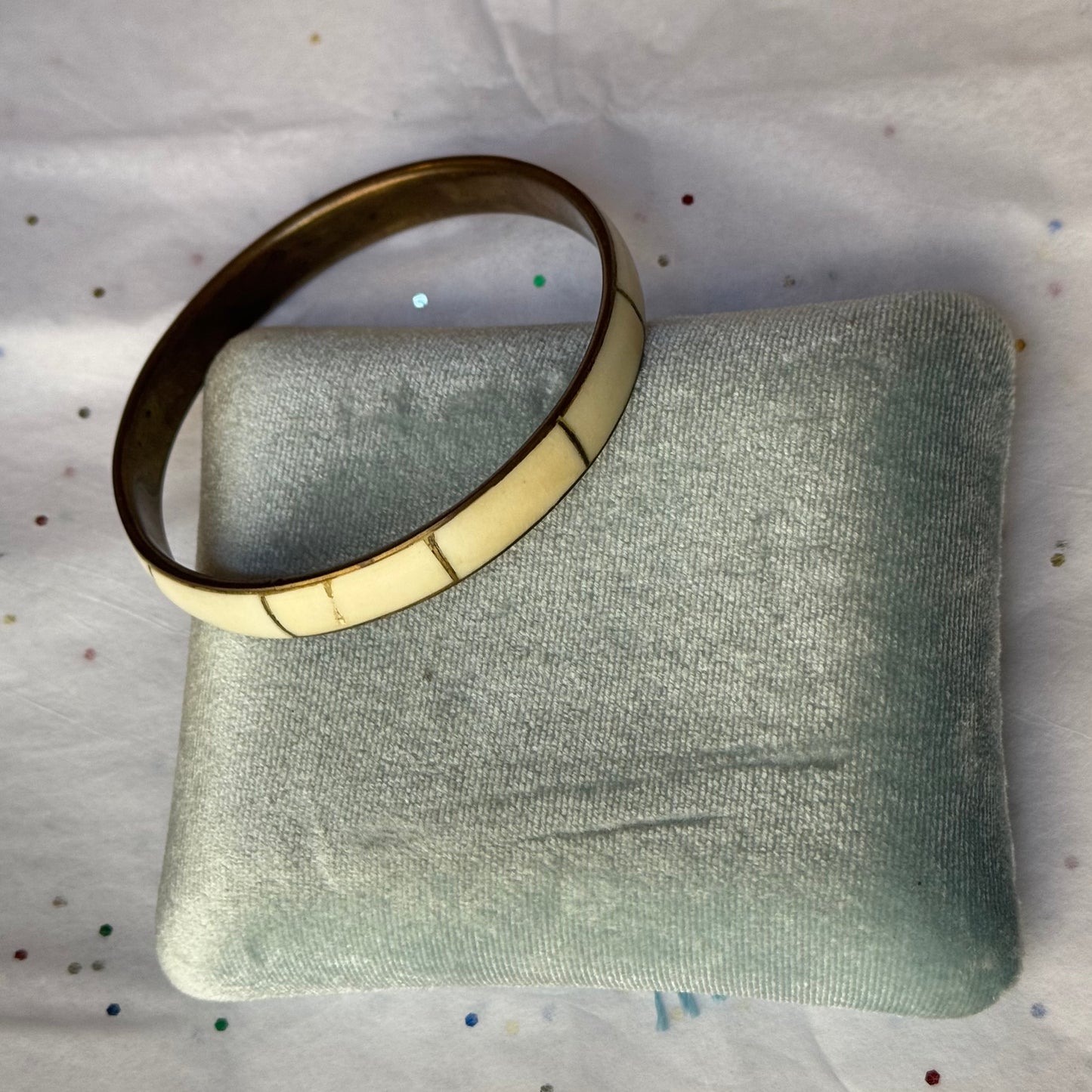 Vintage White Brass Bangle Bracelet